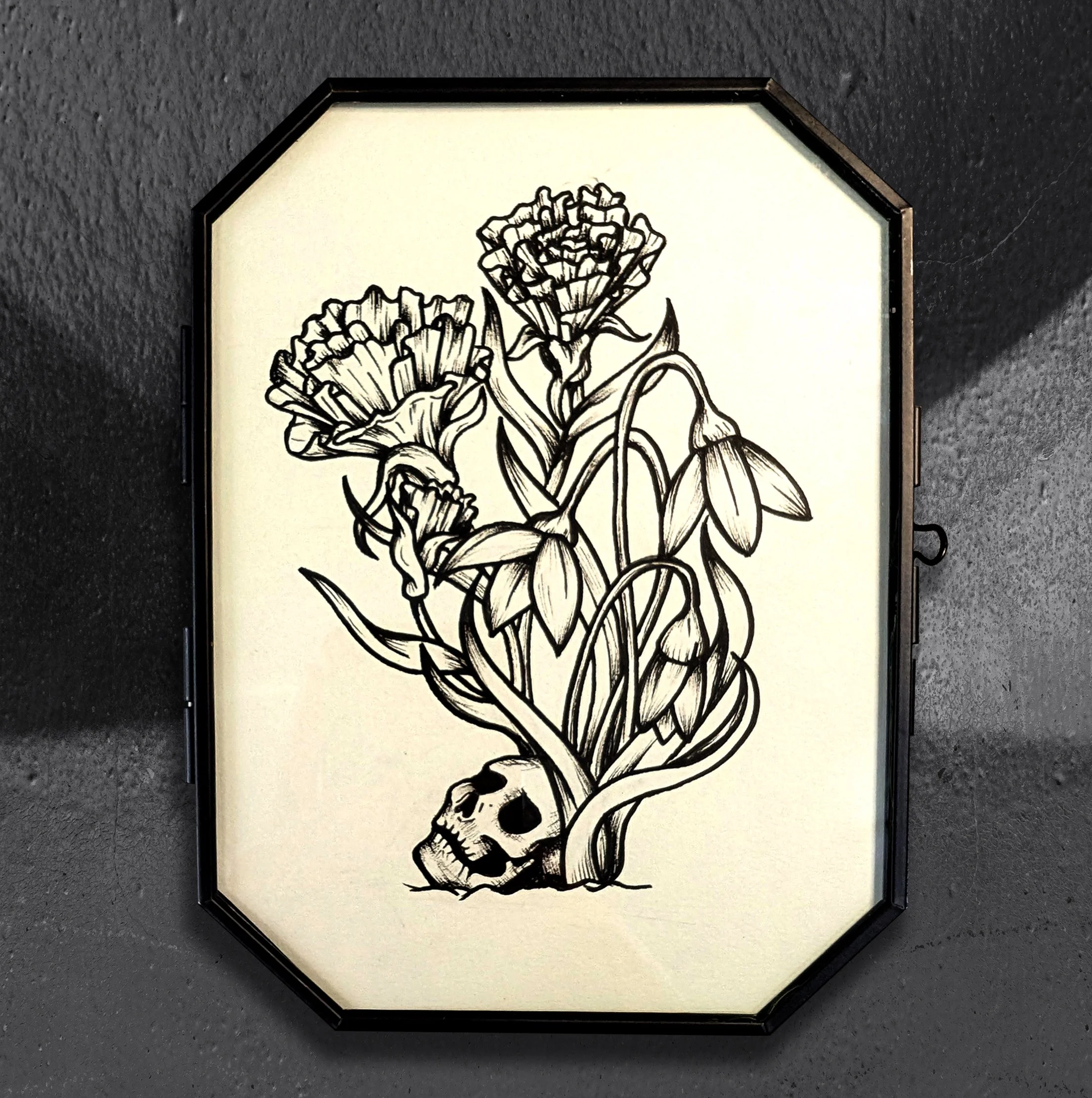 SnowDropCarnationandSkull-Januarybirthflowers.jpg