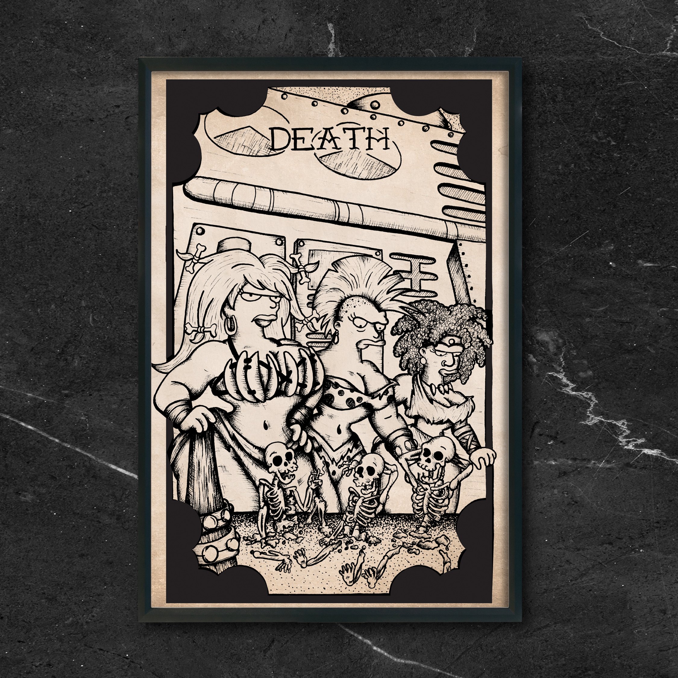 Futurama Tarot: Death (by Snu Snu) (Framed Print)
