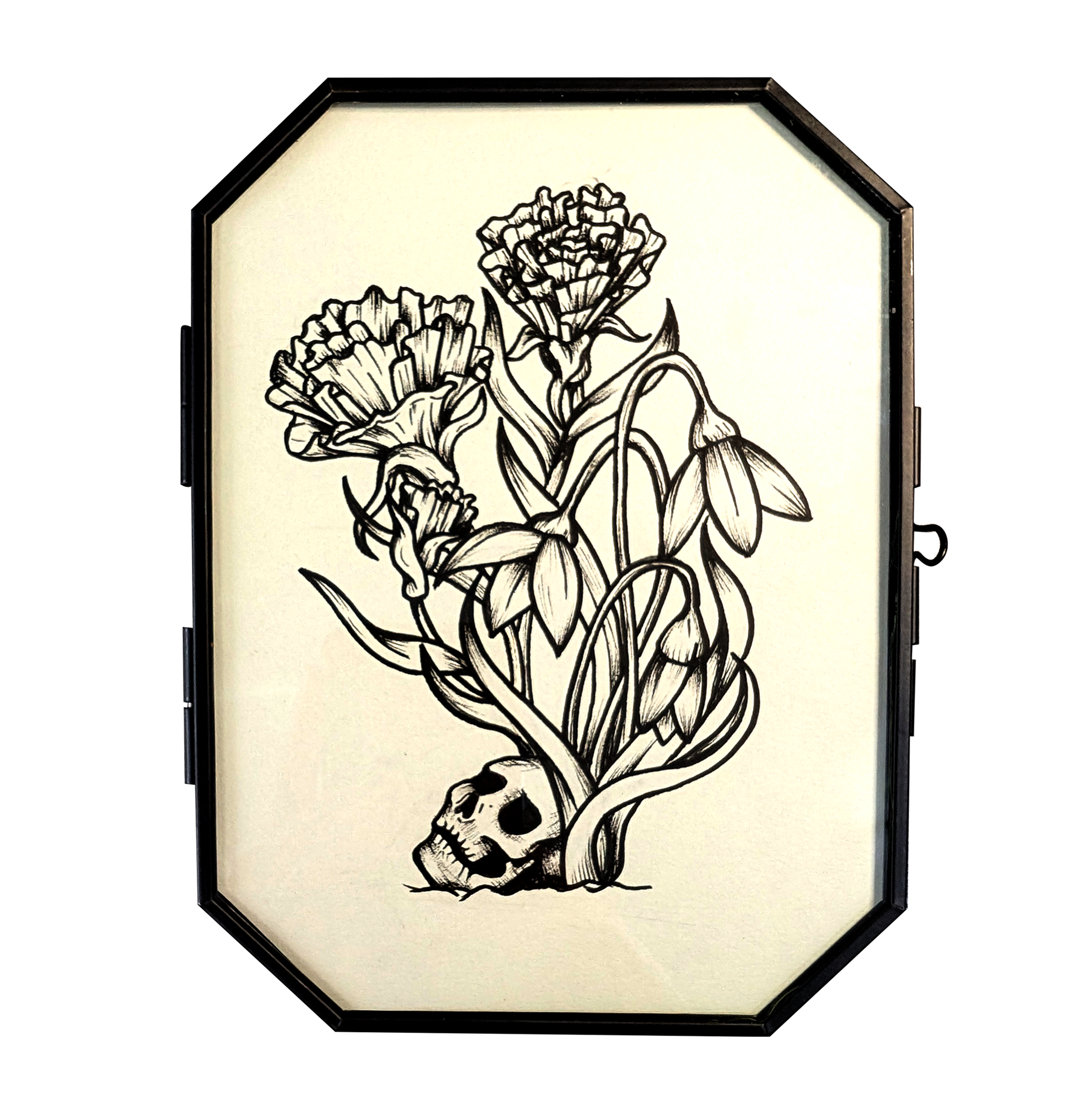 SnowDropCarnationandSkull-Januarybirthflowers.png