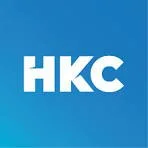 Blue background with white text reading HKC