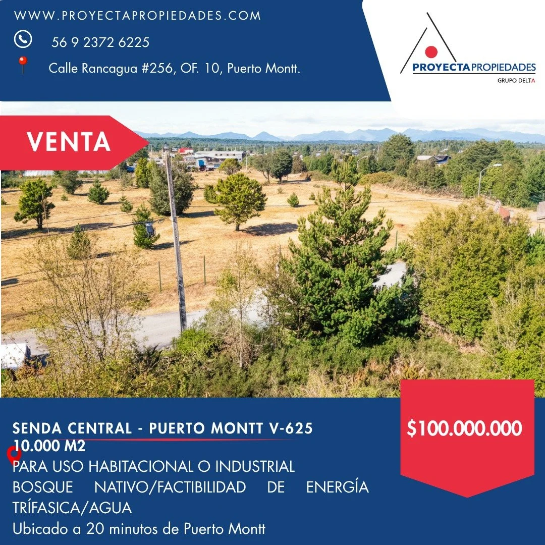 &iexcl;INCRE&Iacute;BLE OPORTUNIDAD! 
EN VENTA TERRENO 1 H&Aacute; EN SENDA CENTRAL, LA VARA, PUERTO MONTT.
CARACTER&Iacute;STICAS:
10.000 M2
ROL propio, factibilidad de luz, agua 
y &aacute;rboles nativos.
A 5 Km. de Mall Alerce Puerto Montt, y 7 km