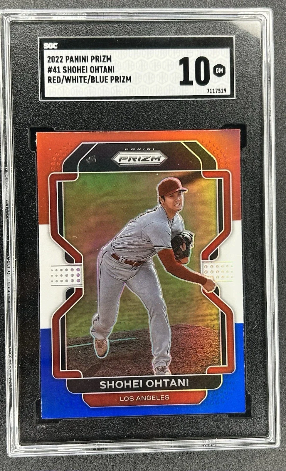 2022 Prizm Shohei Ohtani #41 Red Whit Blue. Dodgers. SGC 10