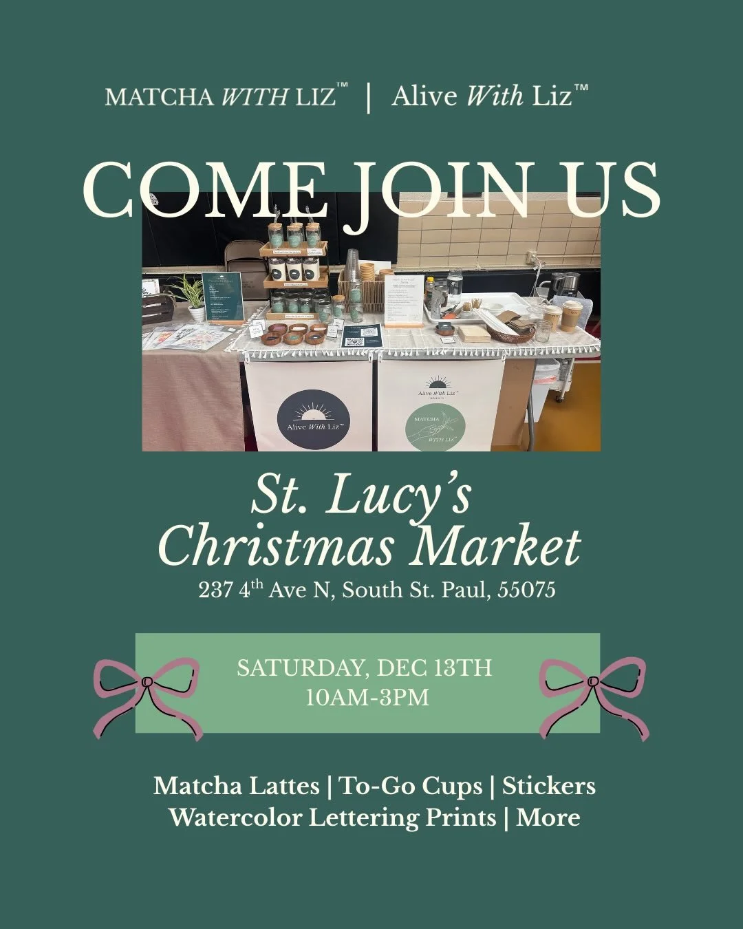 We&rsquo;ll be at another Christmas market THIS SATURDAY🍵🎁

We&rsquo;ll be whipping up matchas on spot as well as selling to-go cups, stickers, watercolor lettering prints, and more. Perfect gifts for Christmas!

Swipe to see what else will be at t