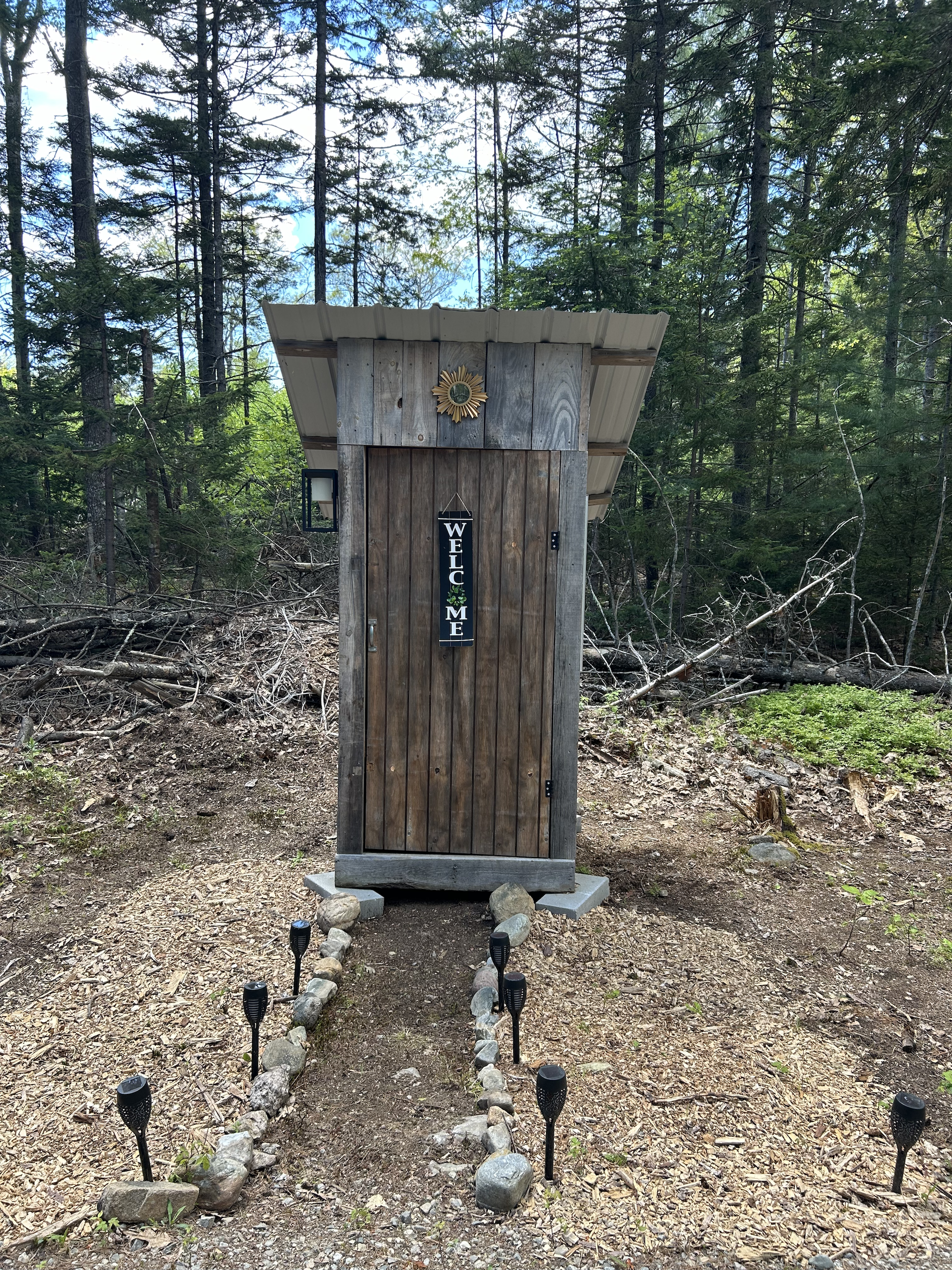 The outhouse features a compost toilet where you can comfortable go #1 or #2.