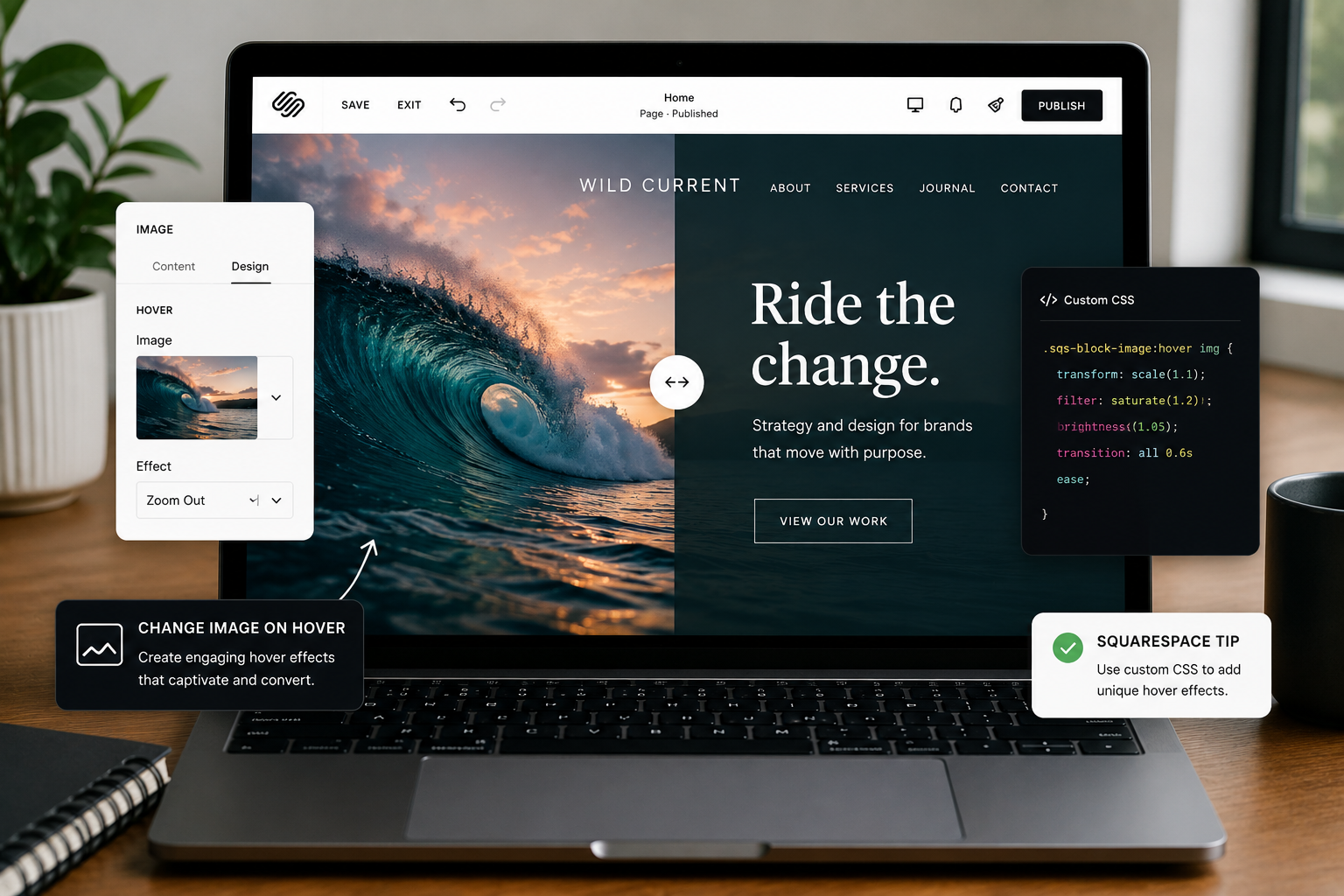 squarespace change image on hover