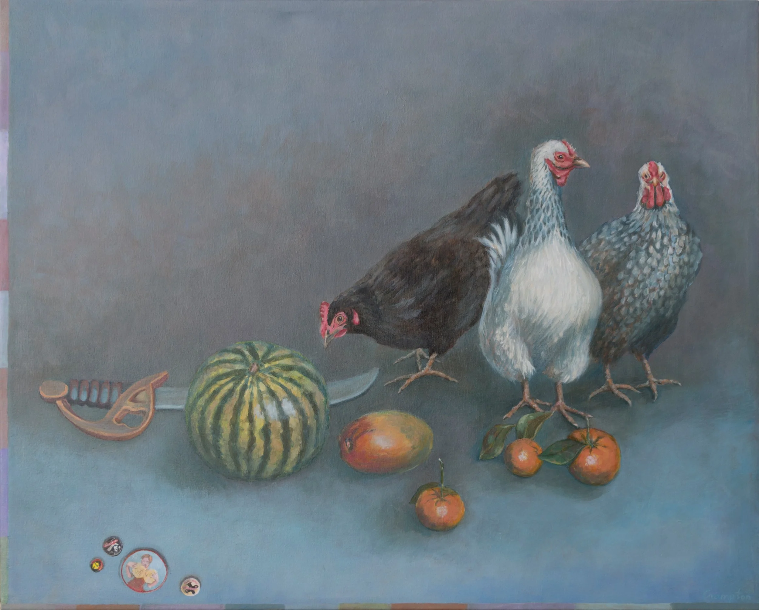 Hens with Toy Sword