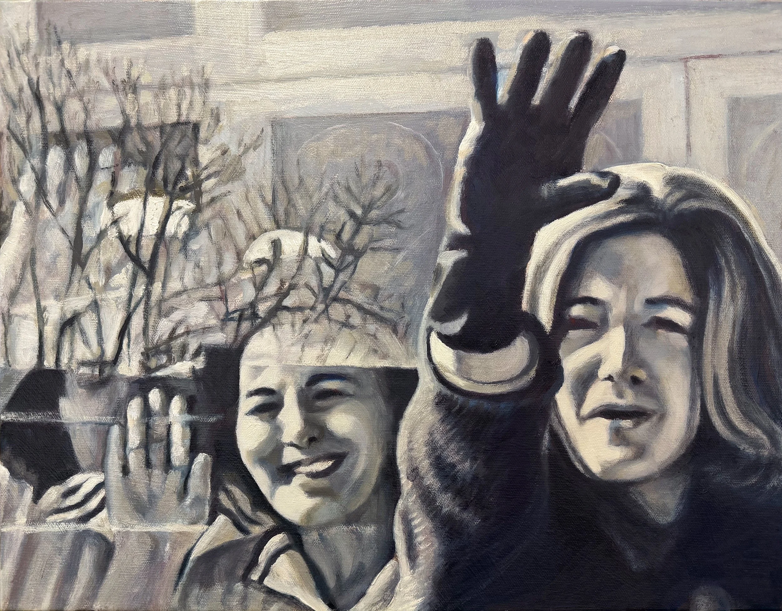 MOM, JEANNE AND ME, after McCartney, oil, 14x18