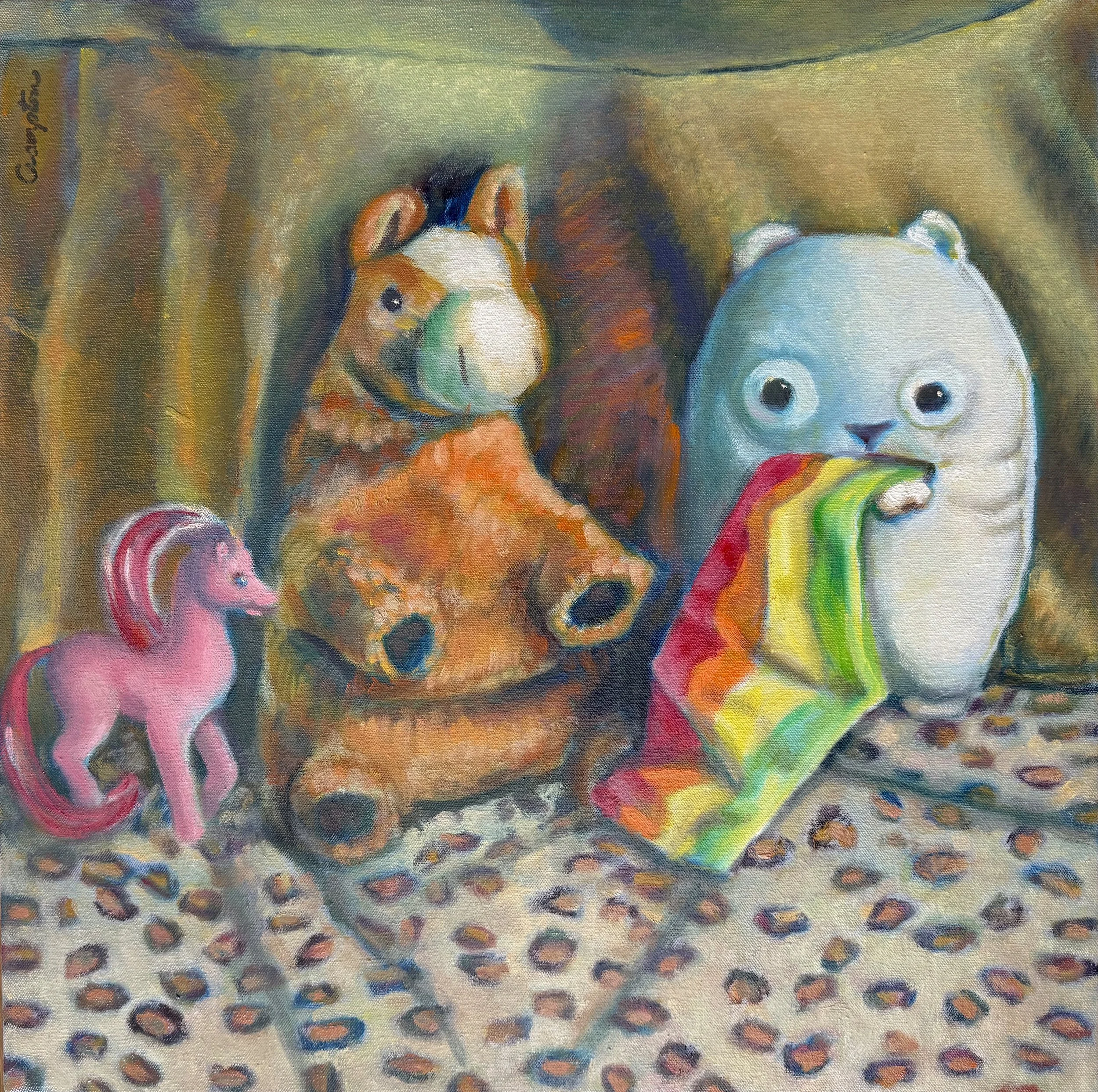 Glam, oil, 20"x20"x2"