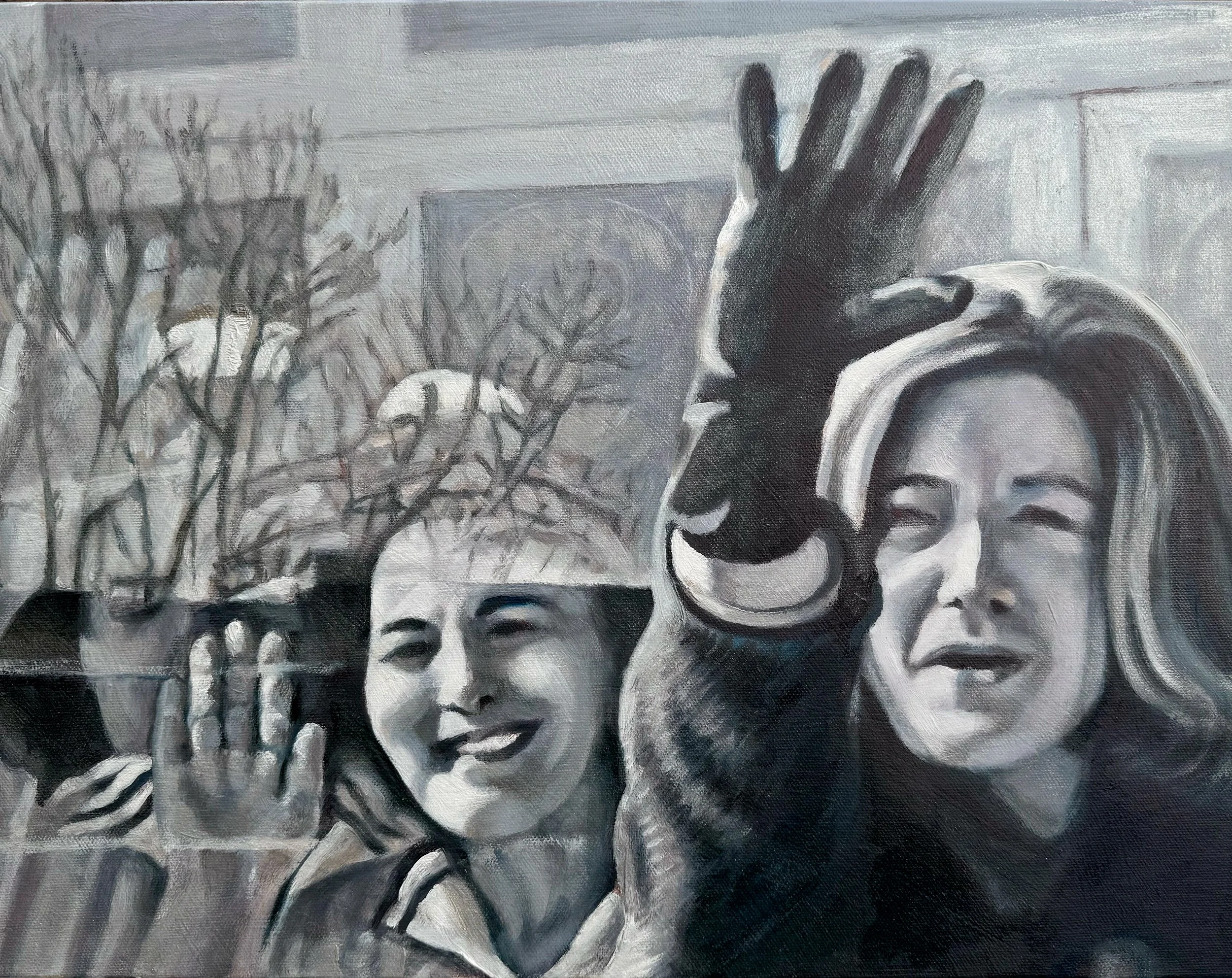 MOM, JEANNE AND ME, after McCartney, oil on canvas, 14x18x1.5"
