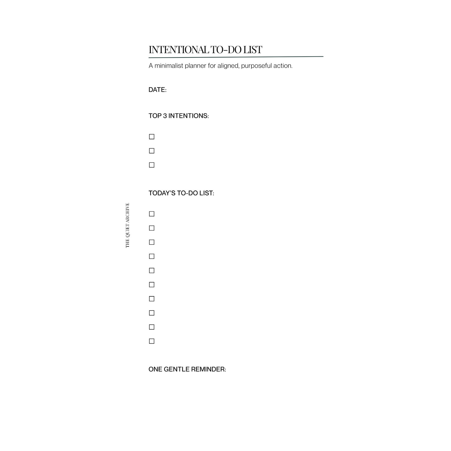 Intentional To Do List Printable Personal Planner Insert