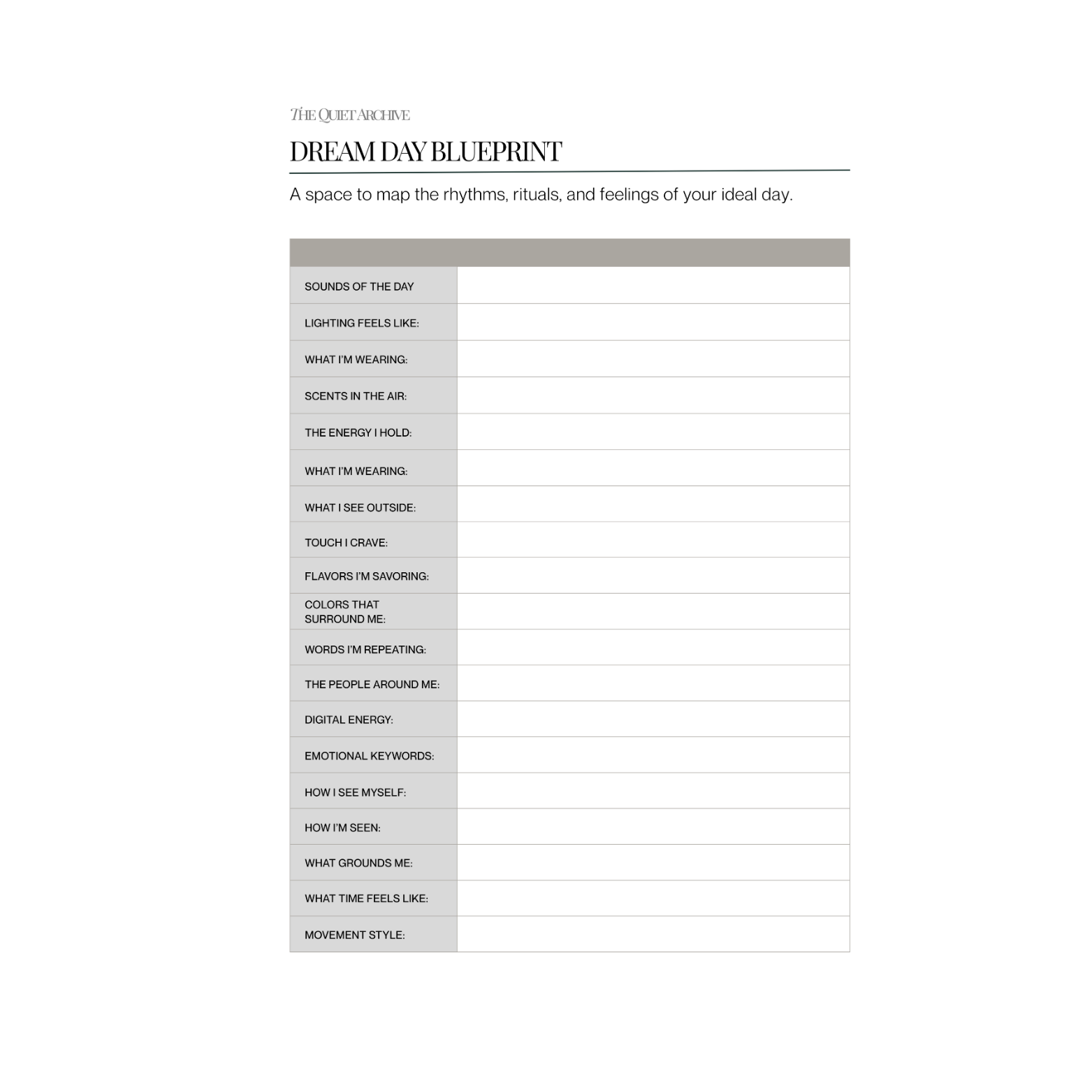 Dream Day Blueprint Printable A5 Planner Insert