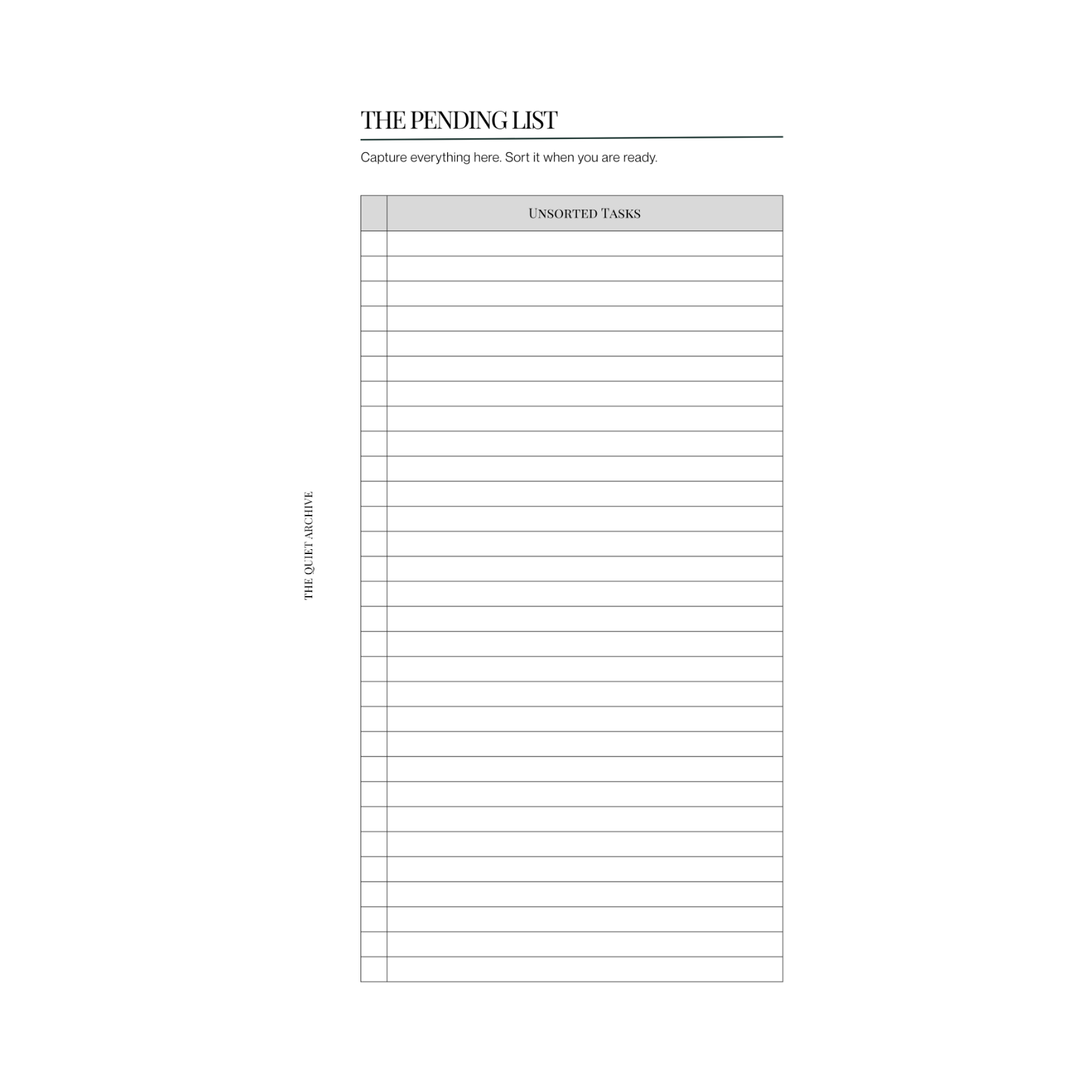 The Pending List Personal Printable Planner Insert