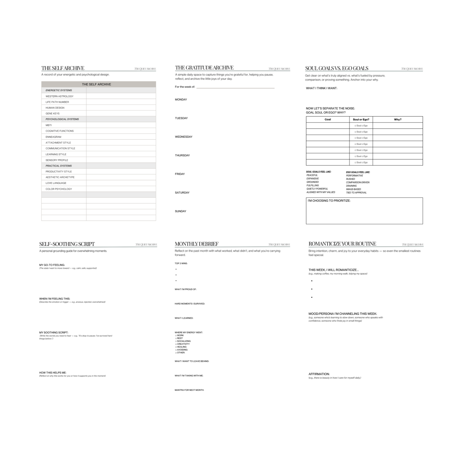 The Self Archive Collection Digital Planner Insert Bundle