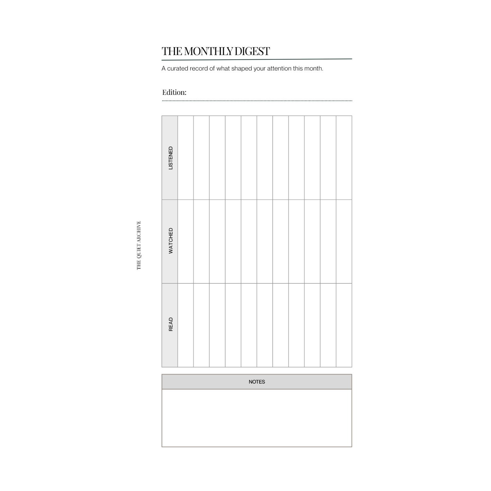 The Monthly Digest Printable Personal Planner Insert