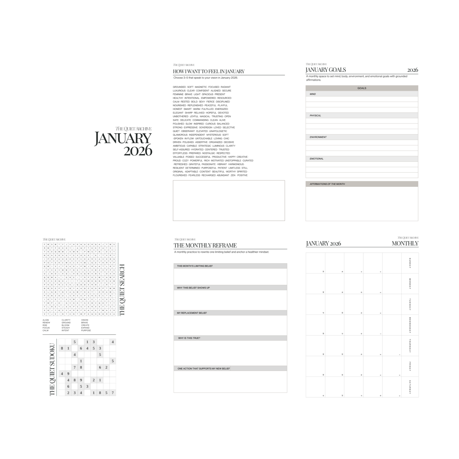 2026 Digital Planner Monthly and Weekly Mindful Planning System