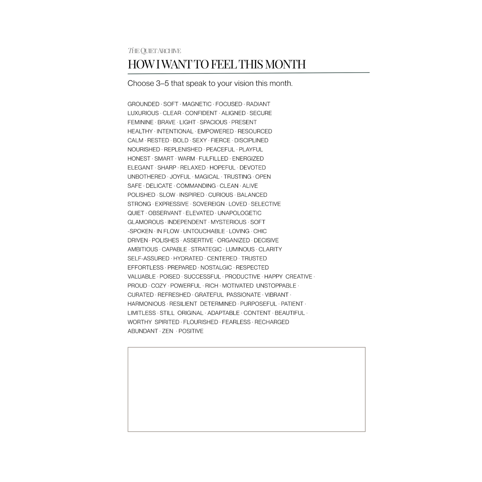 How I Want To Feel This Month Printable A5 Planner Insert