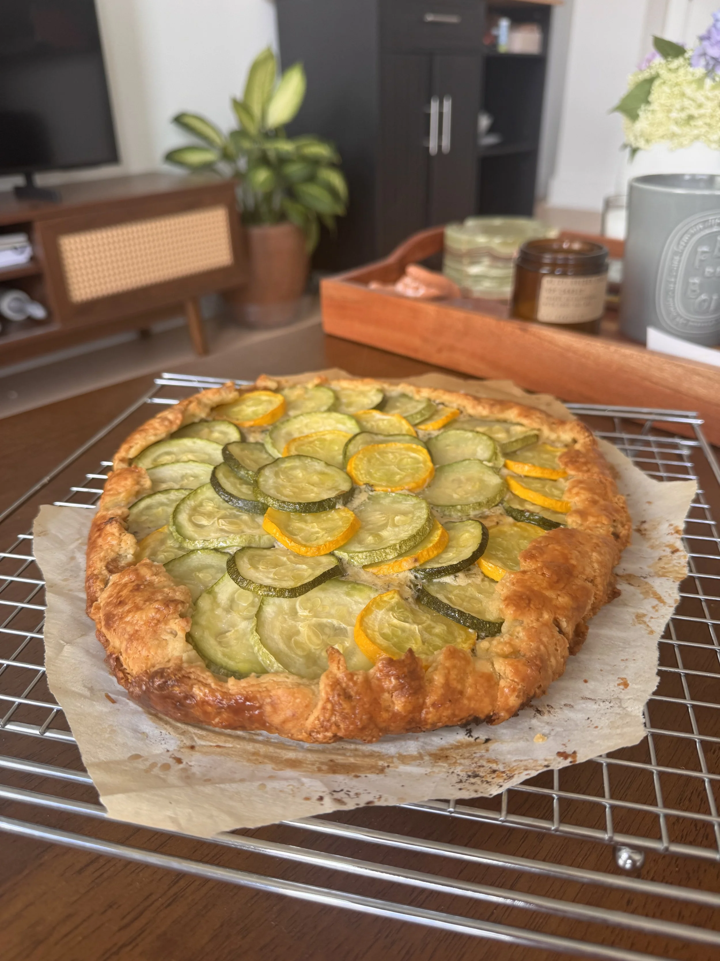 Zucchini, ricotta, herb galette