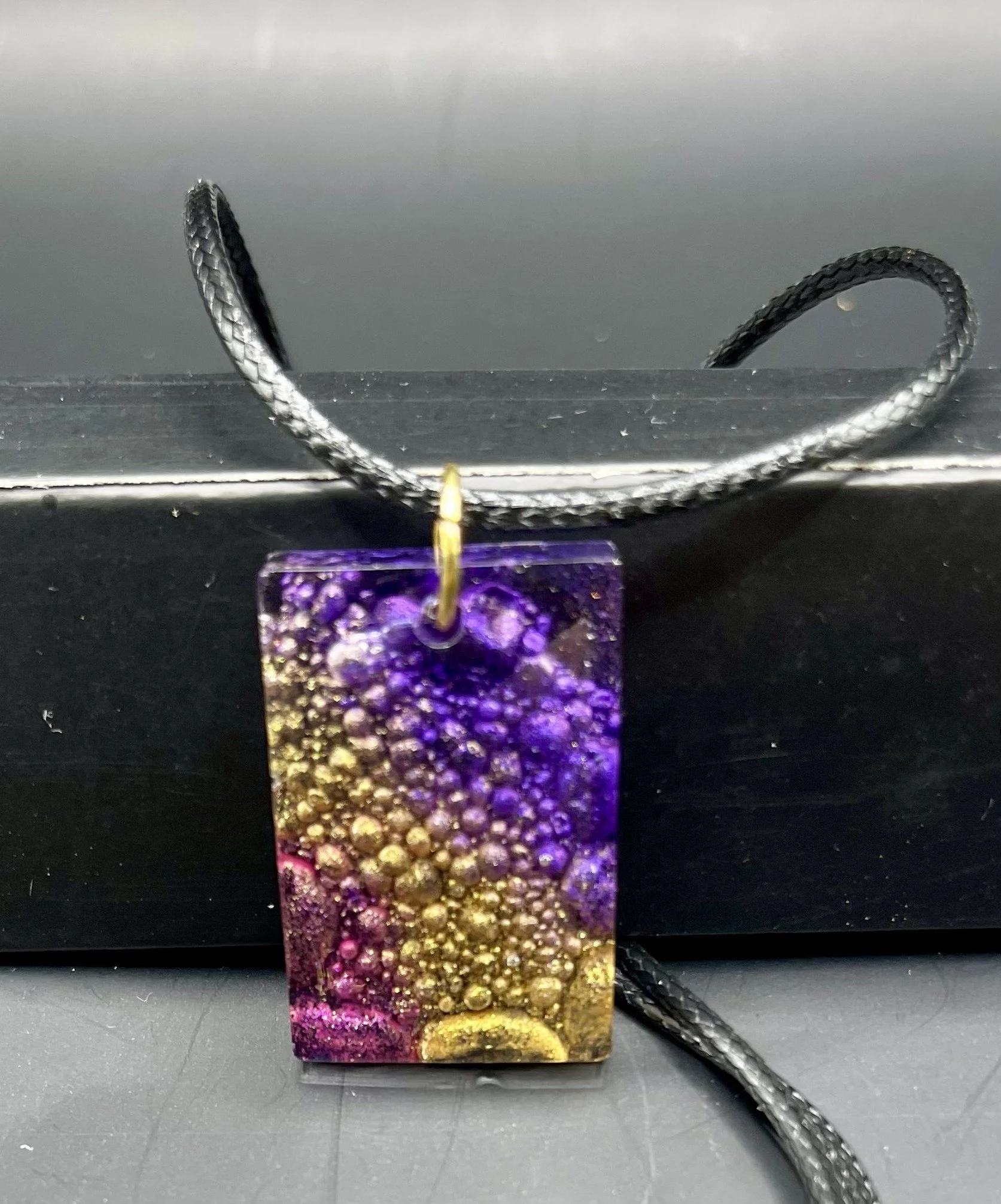Enchanting Violet & Gold Resin Pendant