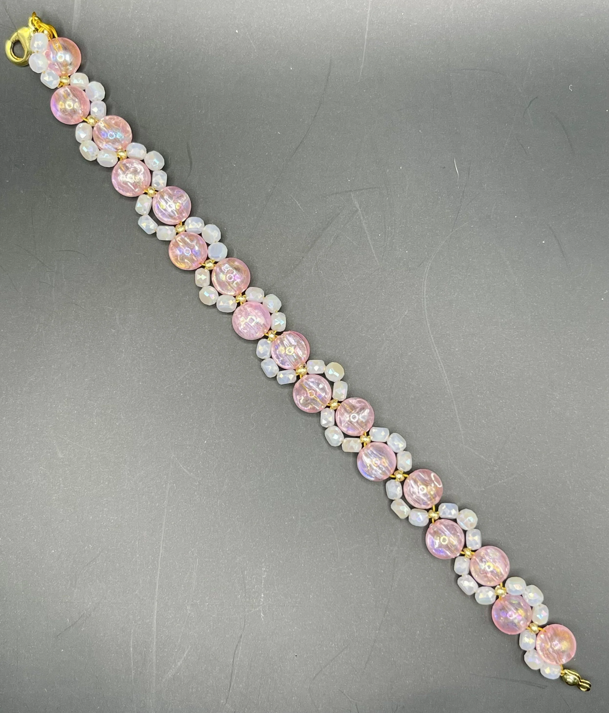 Elegant Pink Opalescent Bead Bracelet