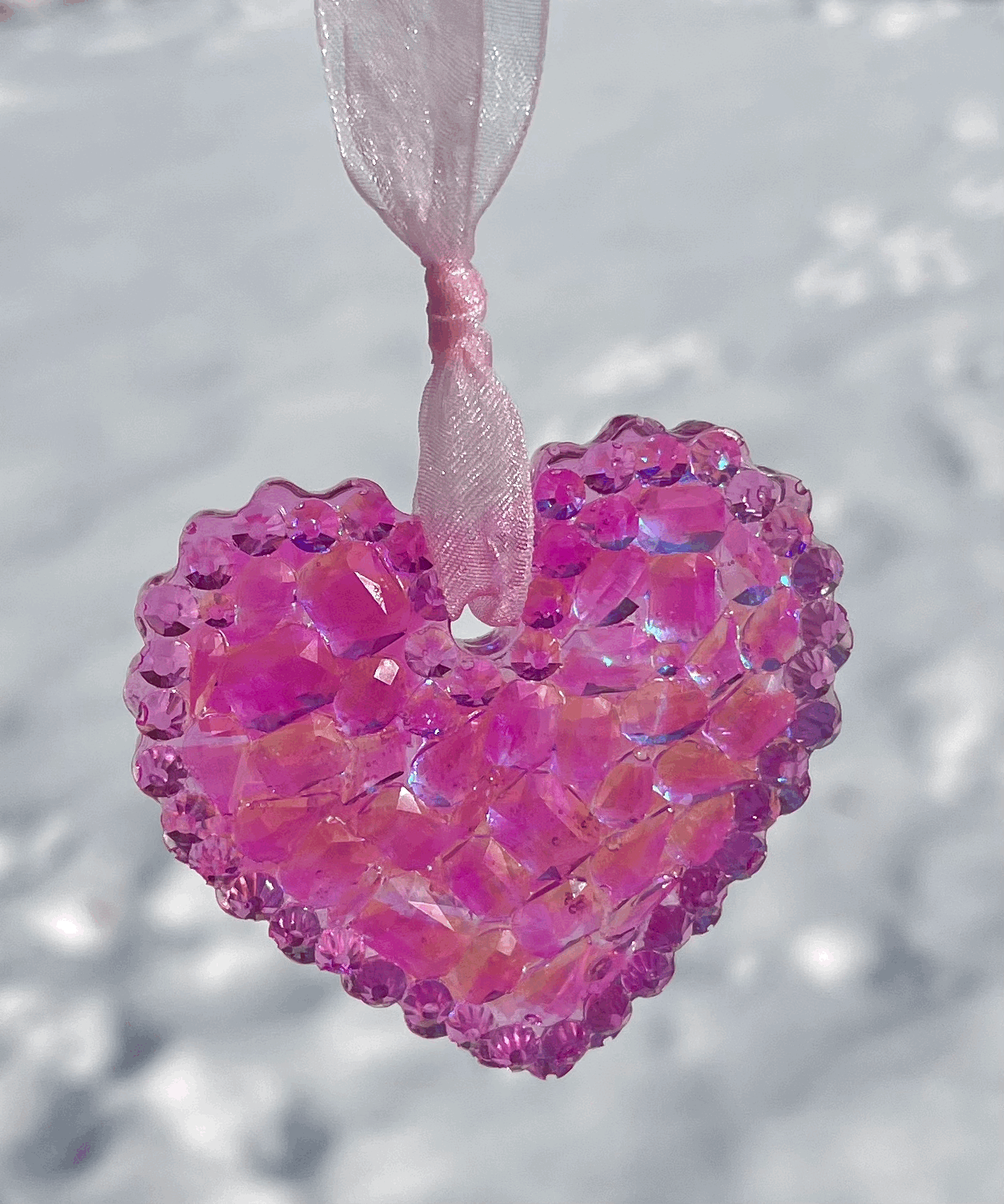 Druzy Style Heart Shaped Suncatcher