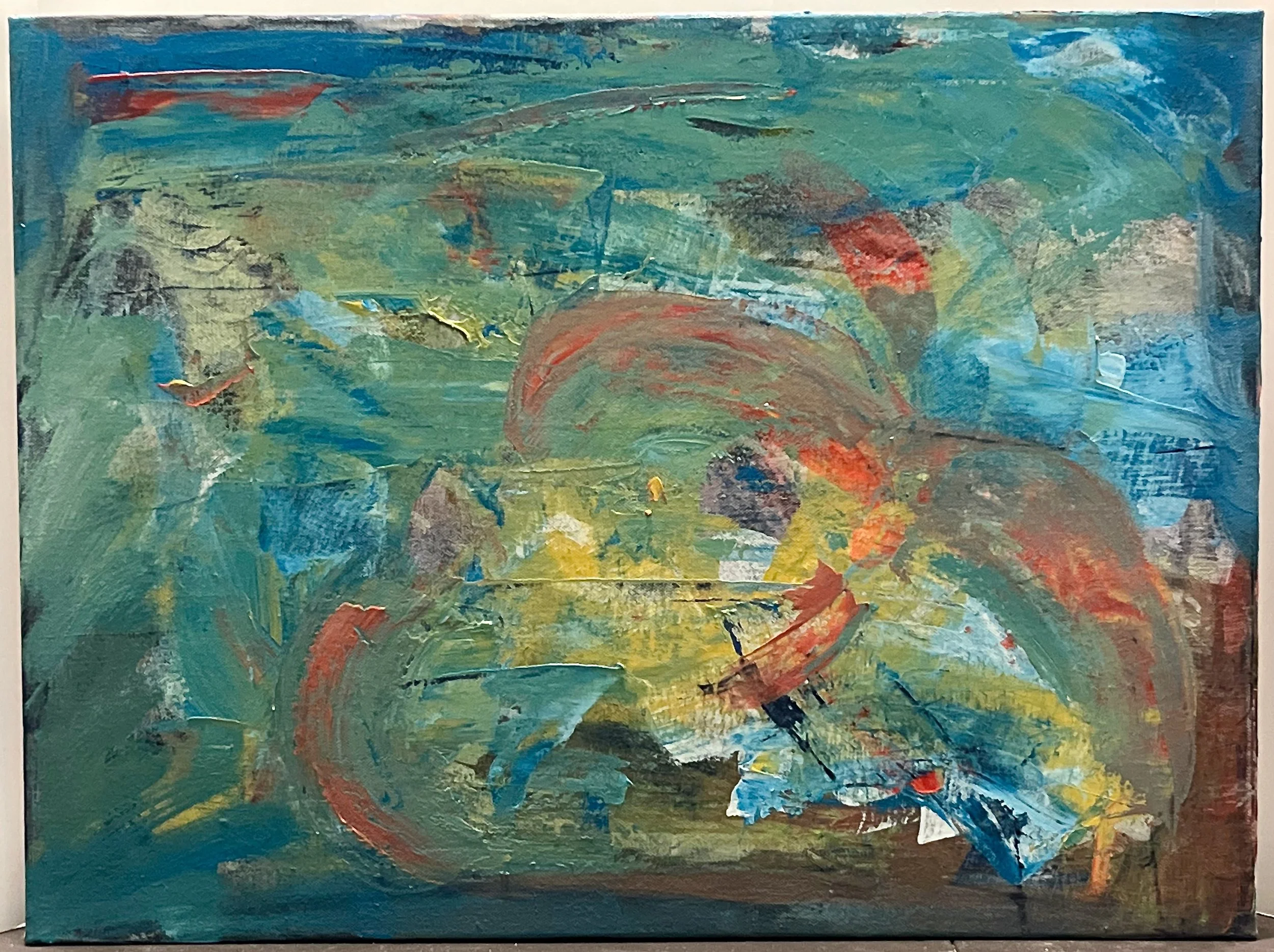 "PUSH/PULL" 2025, acrylic on canvas, 18" x 24"