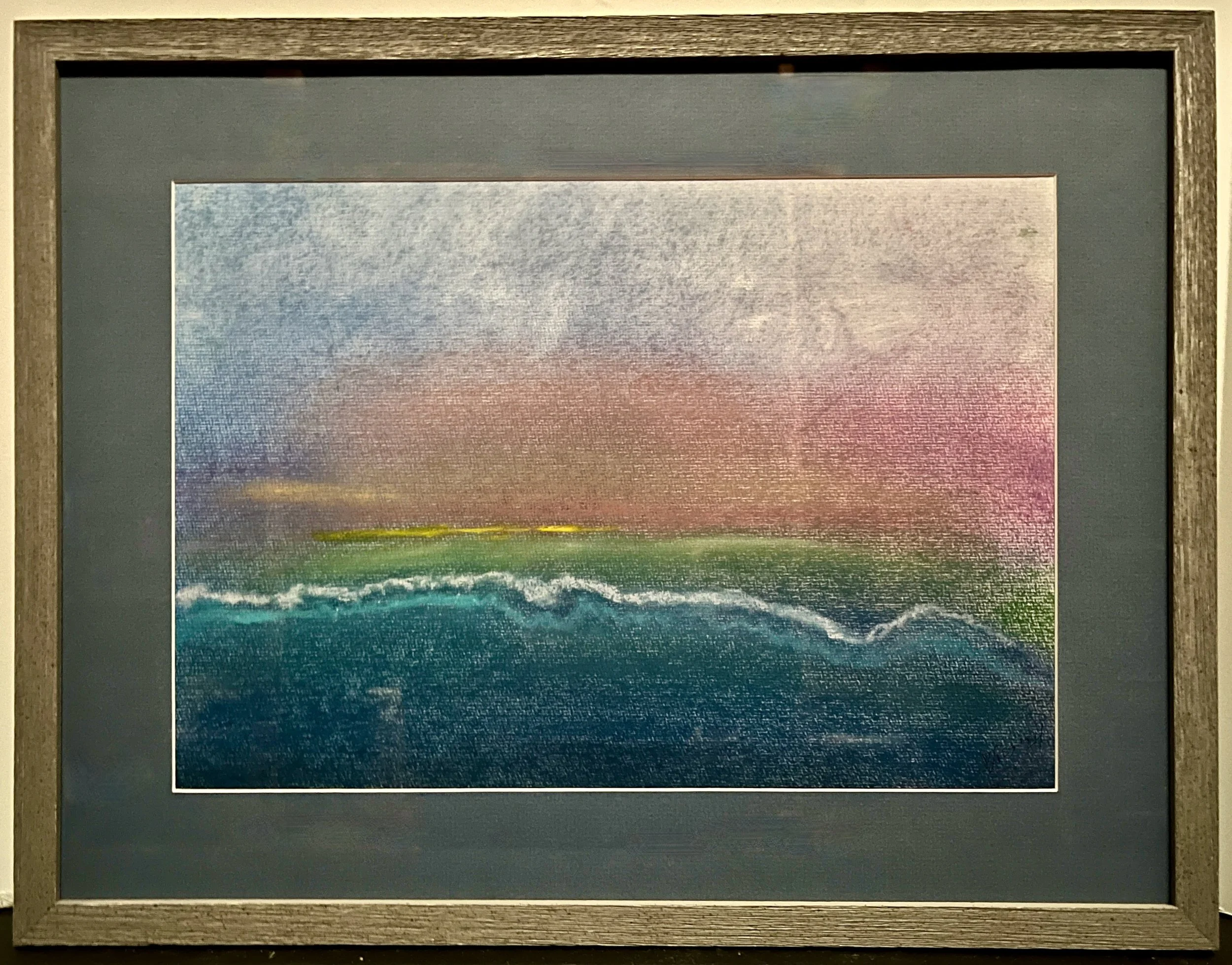 "Yellow Slice" 2023, acrylic on paper, 17.25" x 22" with frame