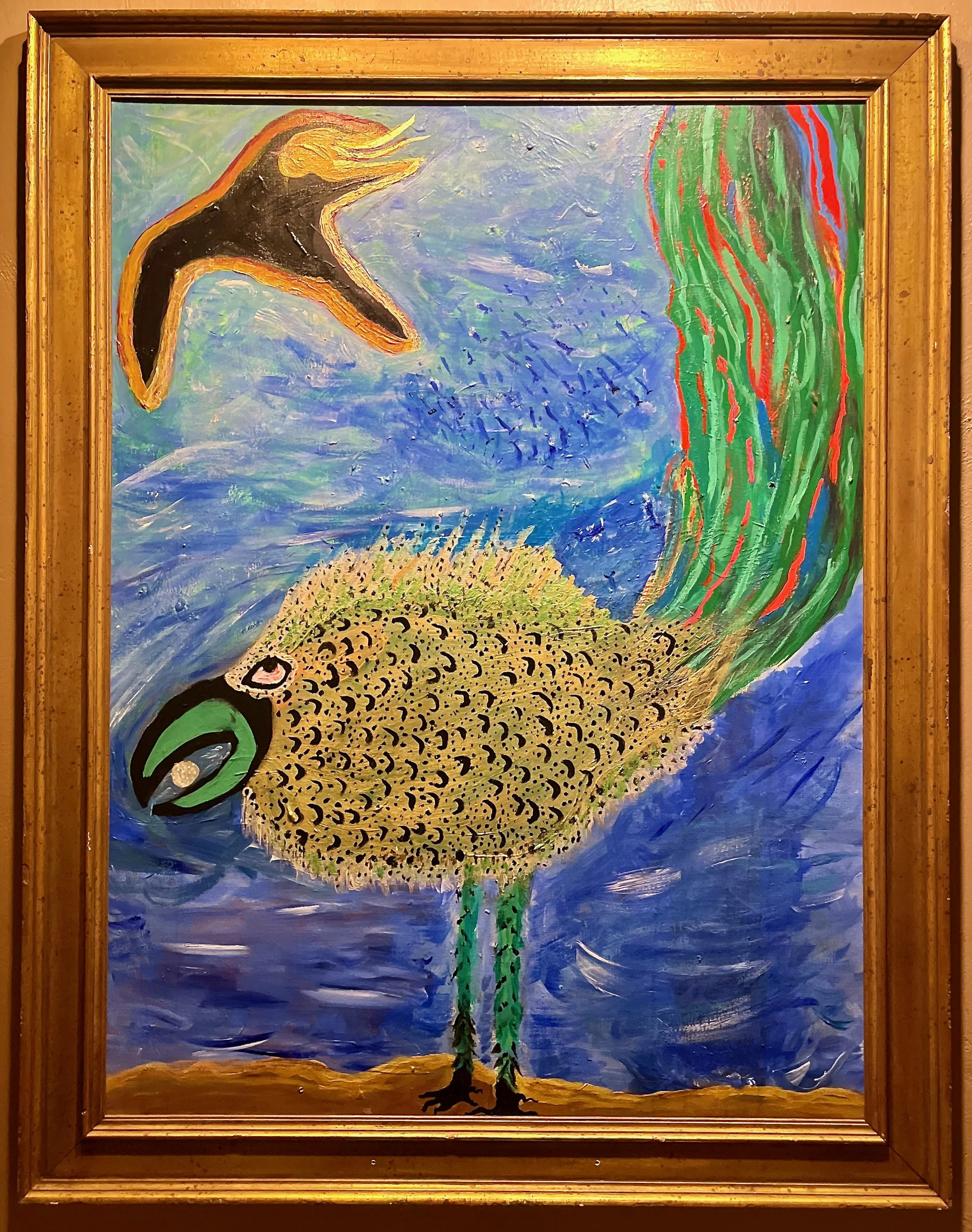"Bird" 2024, acrylic on canvas, 45.5" x 35.5" with frame