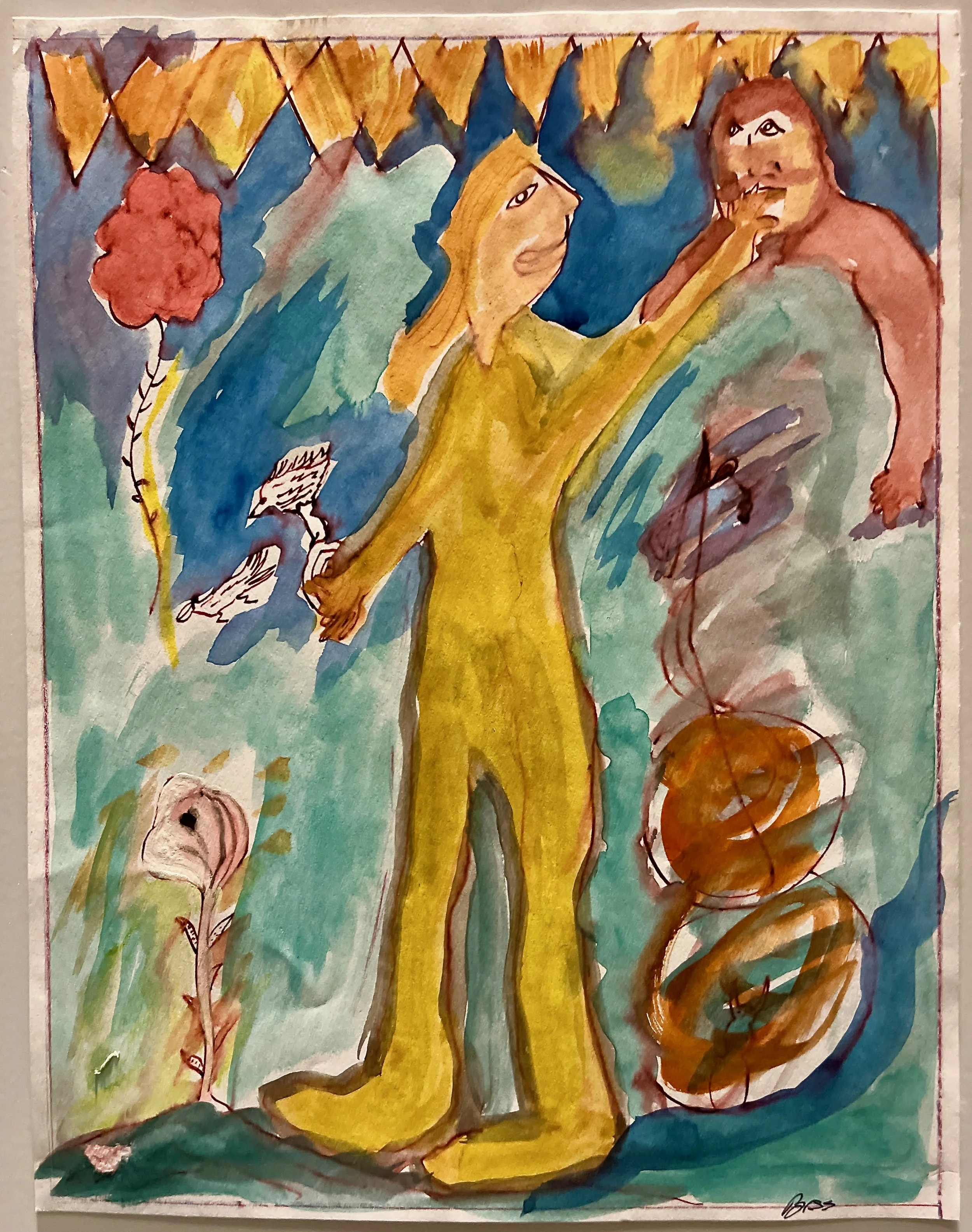 "Yellow Girl" 2016, watercolor on paper, 14" x 11"