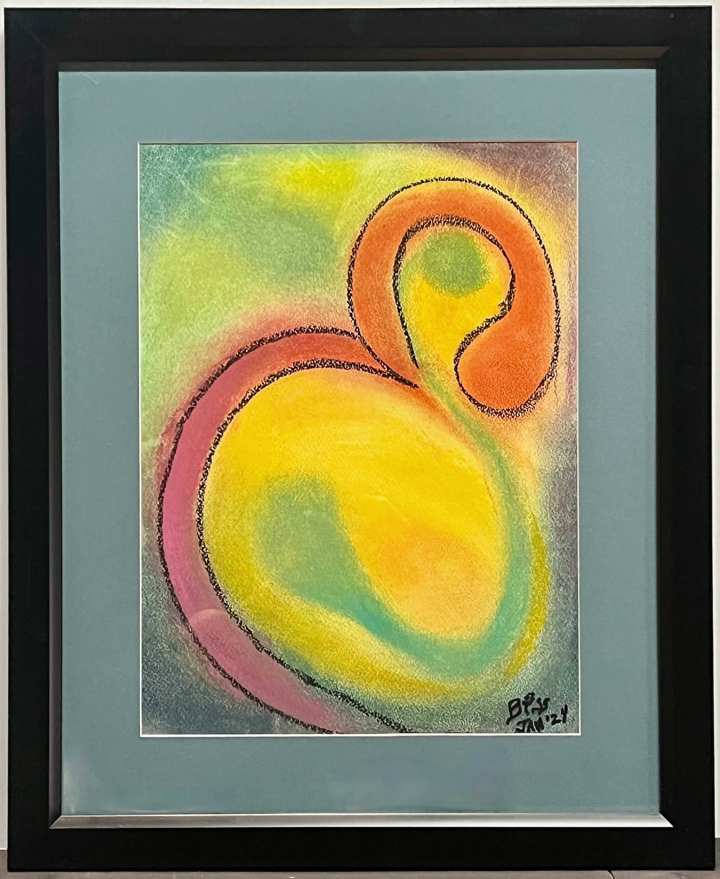 "Embryo #1" 2024, pastel on paper, 22" x 18" with frame