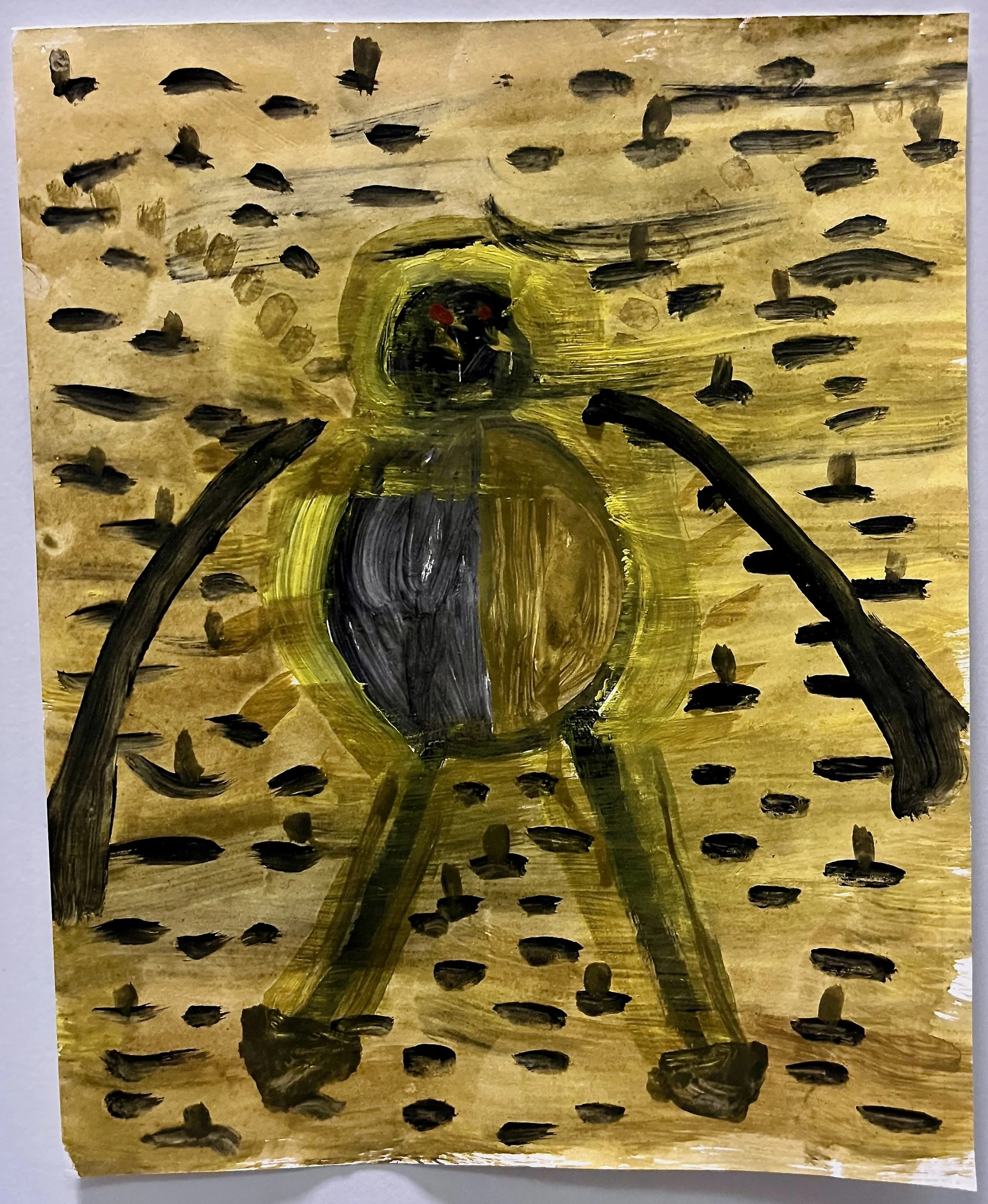 "HU NU" 2021, acrylic on paper, 14" x 11"