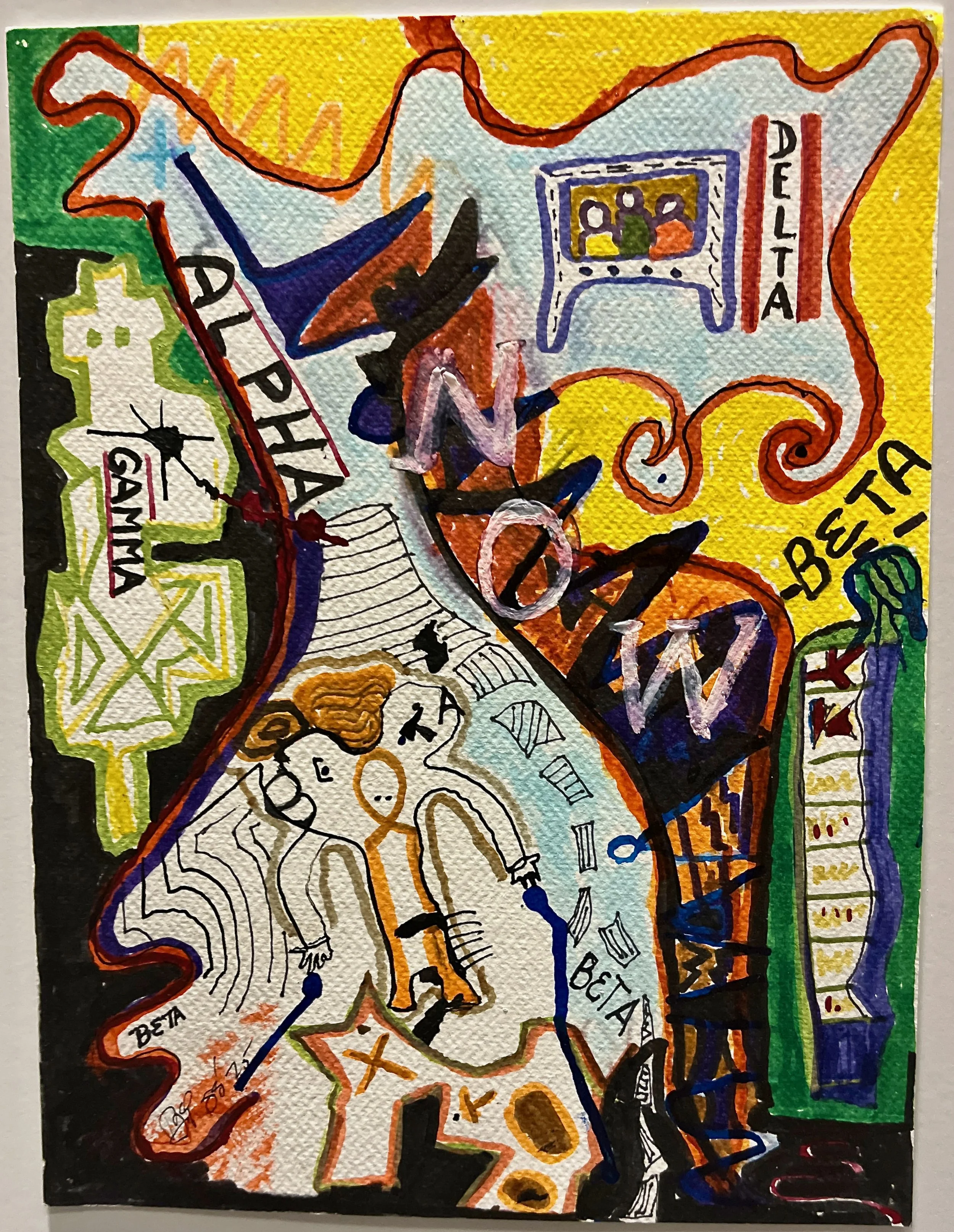 "Alpha-Beta" 2025 ink on paper, 12" x 9"