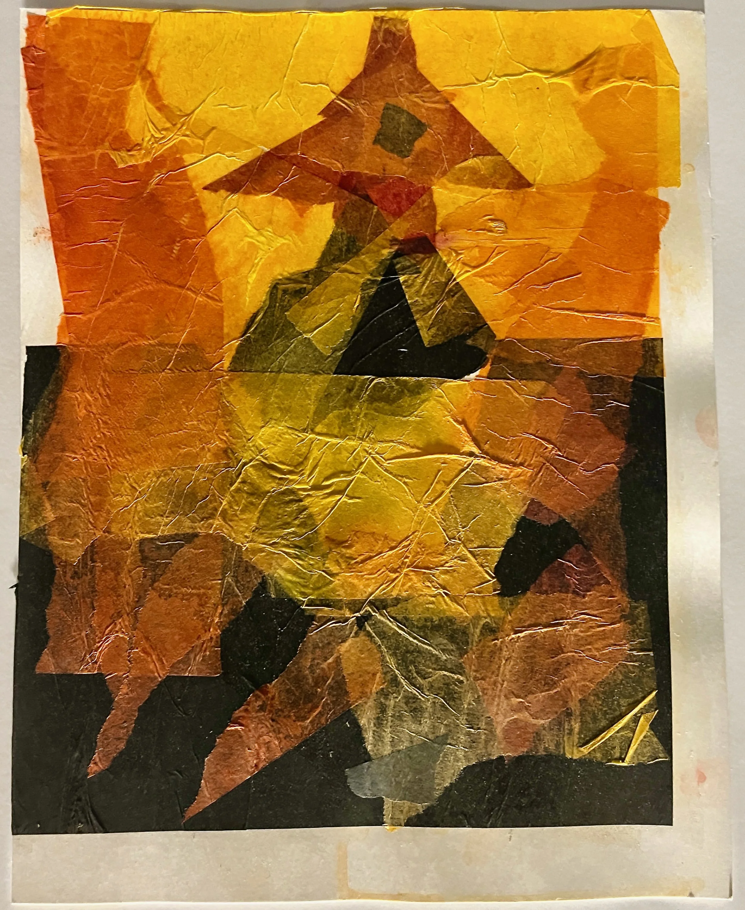 "Orange Collage" 2014, tissue paper collage, 14" x 11"