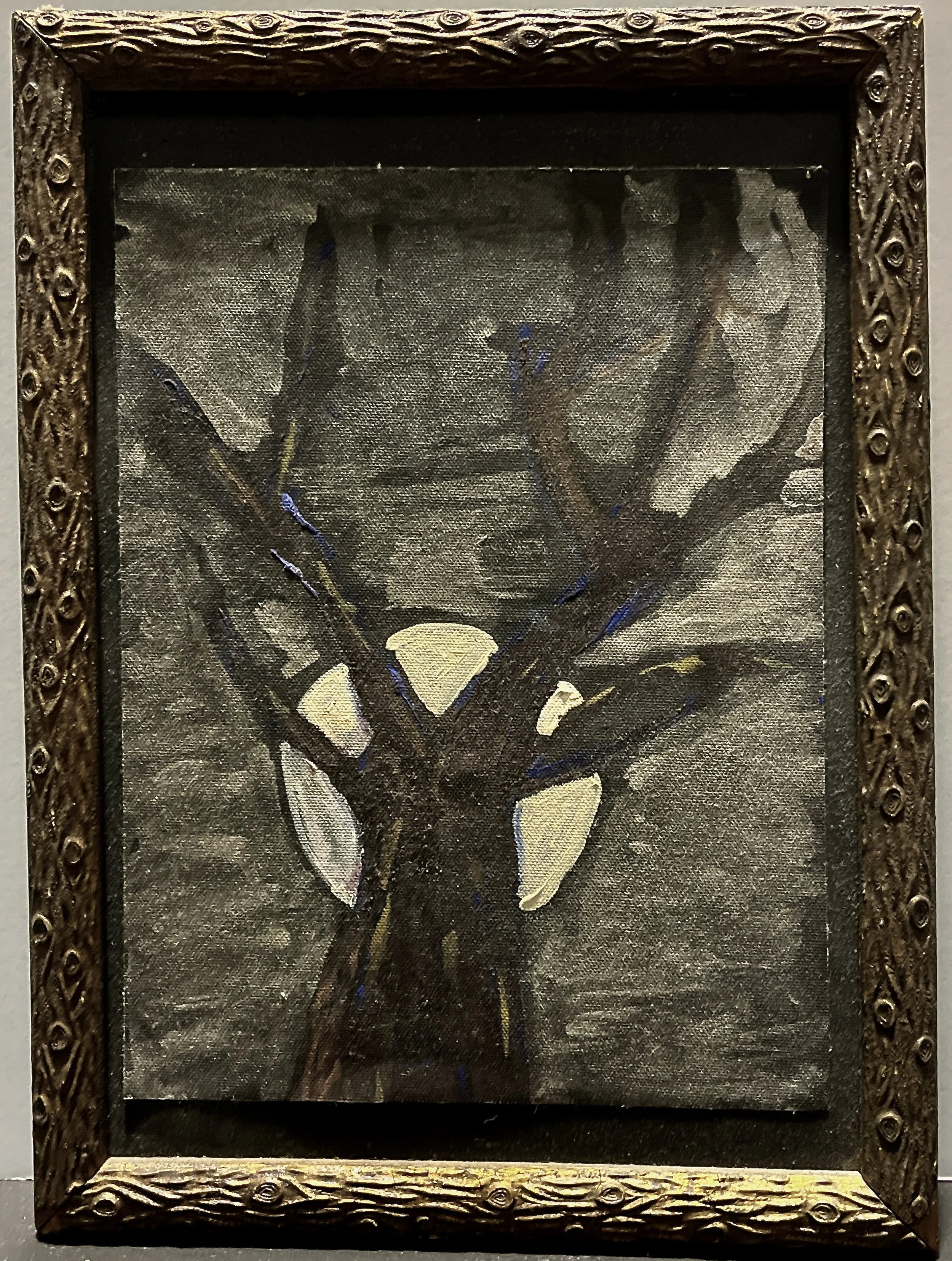 "Moon Tree" 2021, acrylic on canvas, 15.25" x 11.25" with frame
