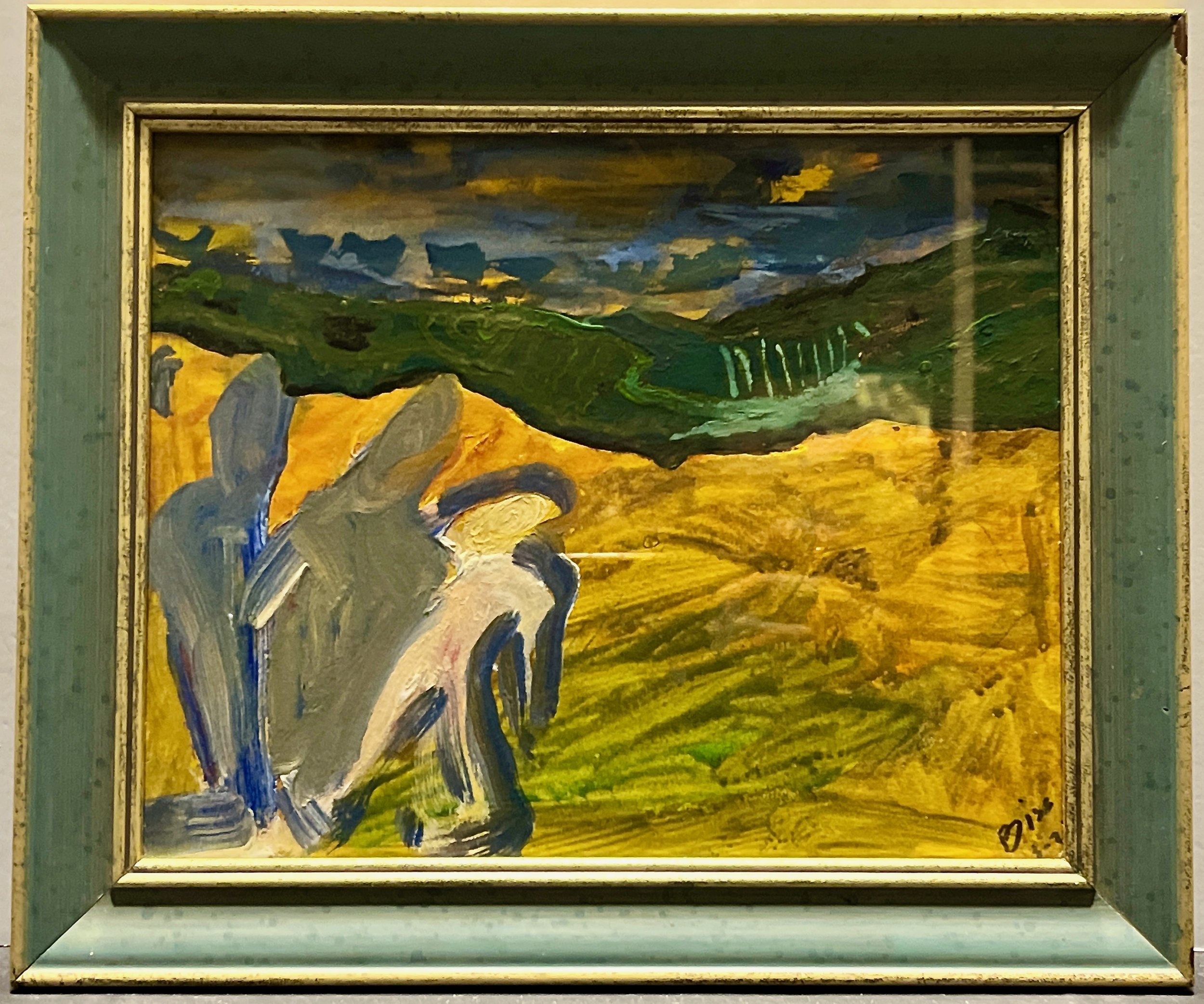 "Pilgrims" 2021, acrylic on paper, 10" x 12" with frame