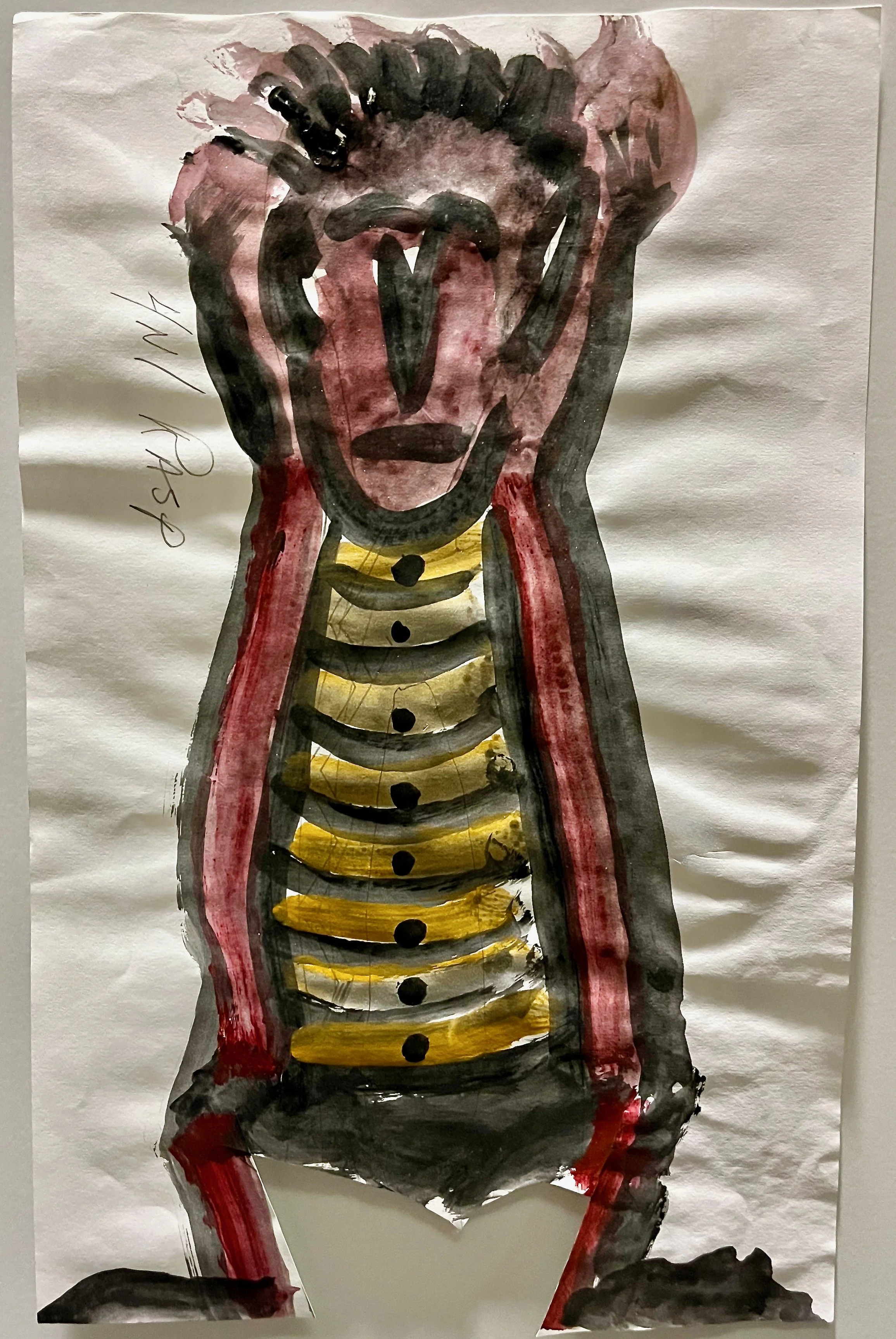 "4N1 Rasp" 2015, acrylic on paper, "17.5 x 11"