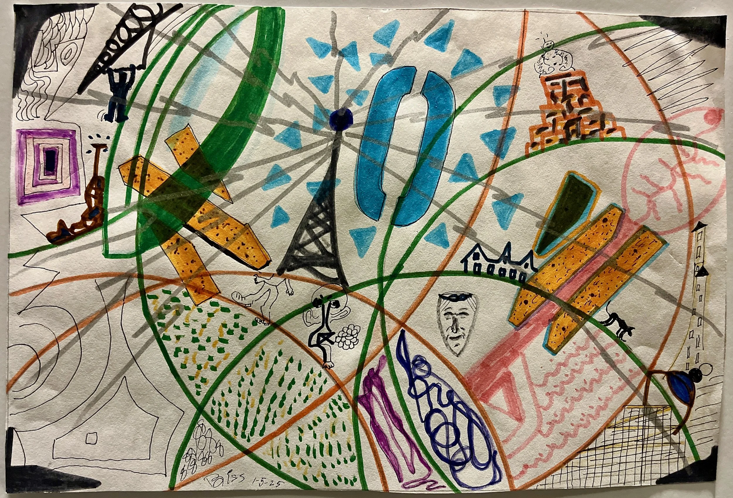 "Now #3" 2025, pen on paper, 13.5" x 9"