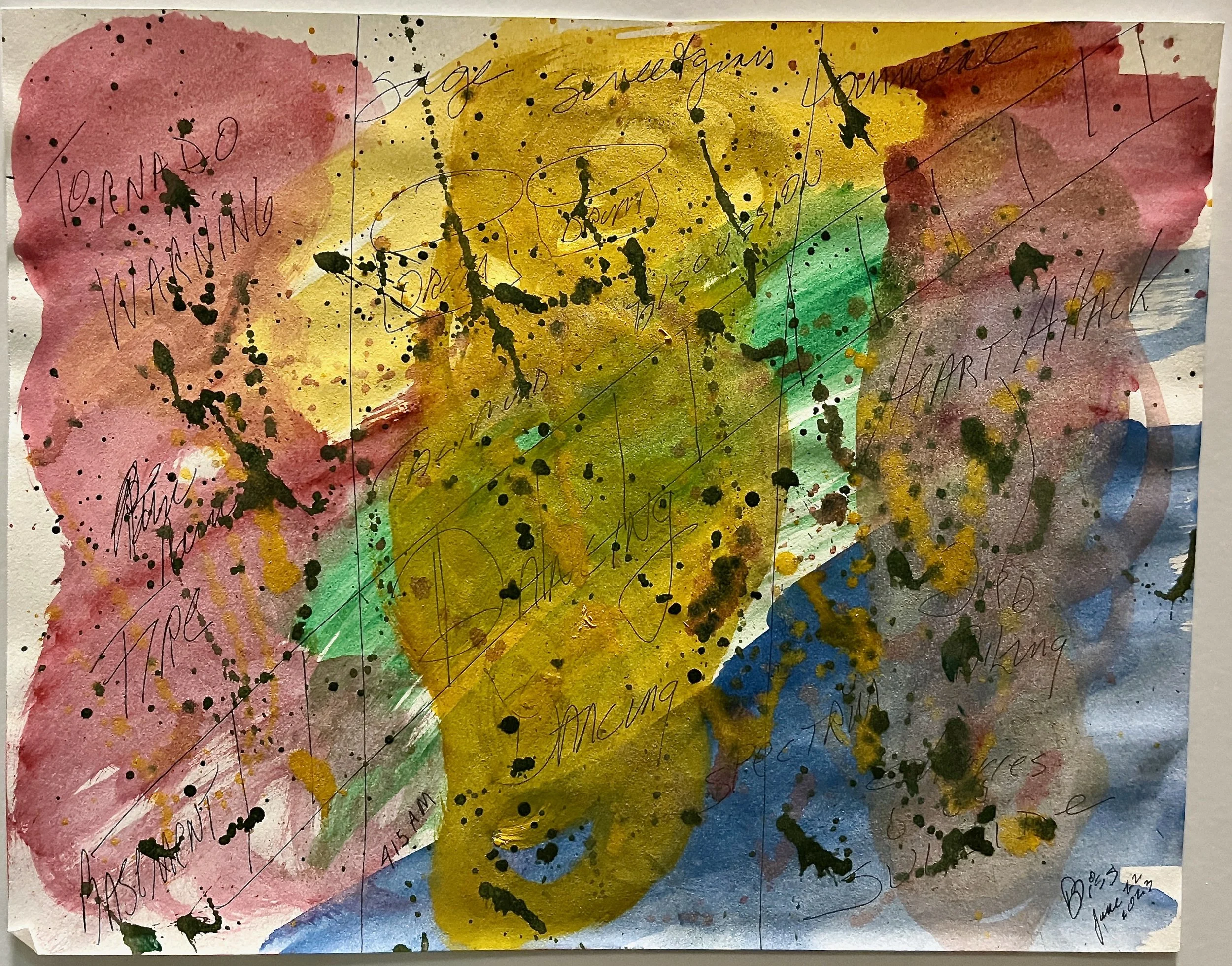 "Talmudic Discussion" 2023, watercolor and ink on paper, 11" x 14"