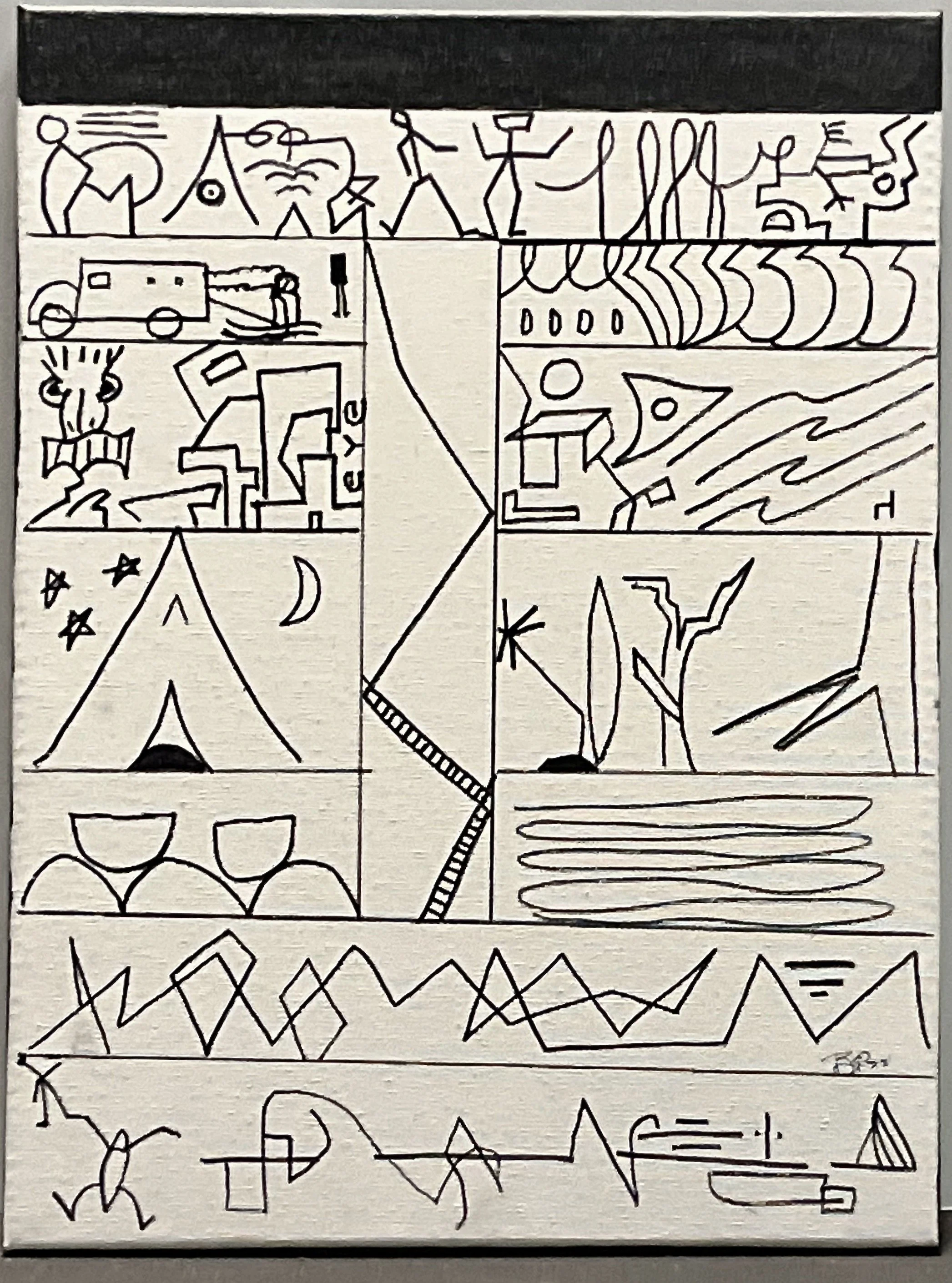 "Hieroglyphics" 2024, ink on canvas, 16" x 12"