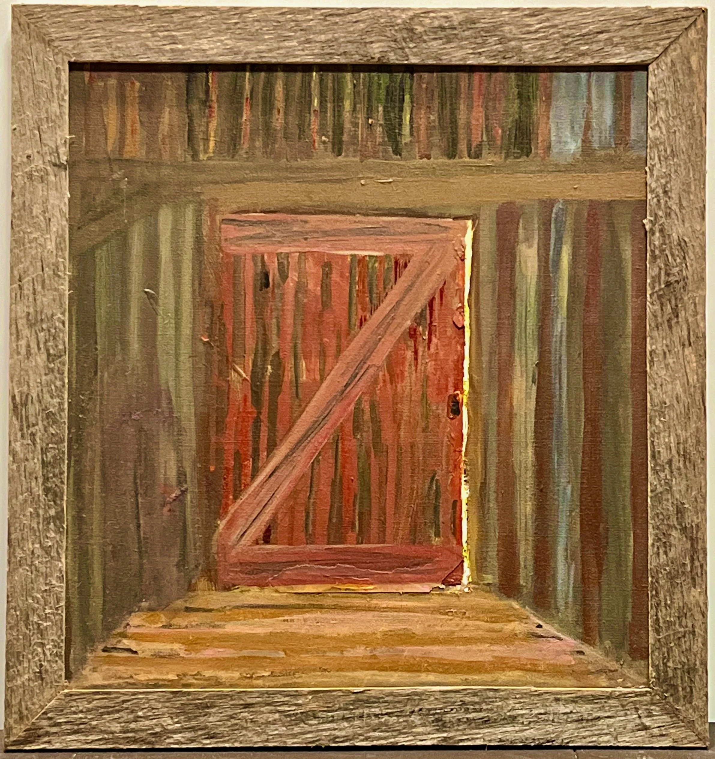 "Barn" 2022, acrylic on paper, 20.75" x 19.5" with frame
