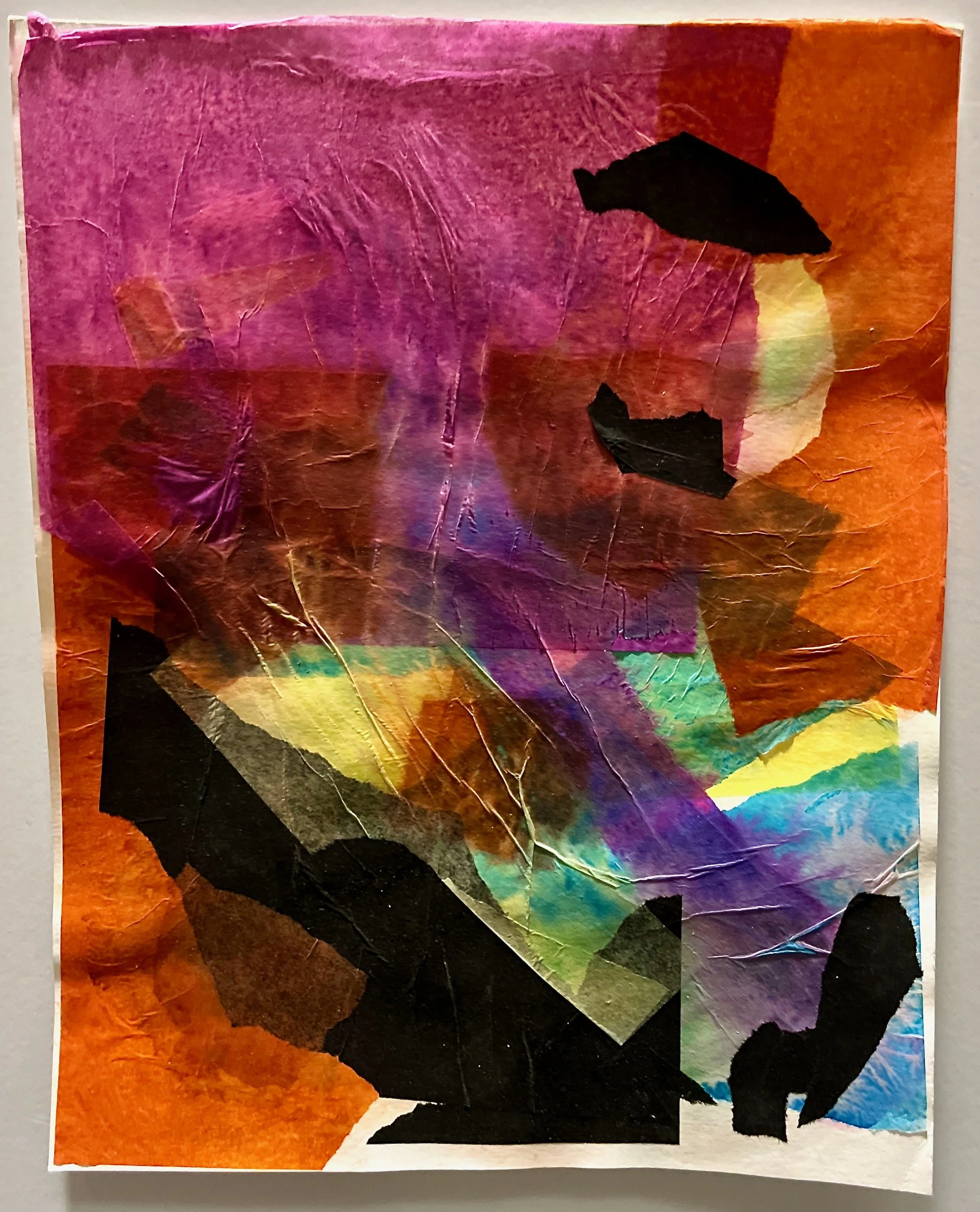 "Float" 2018, tissue paper collage, 14" x 11"