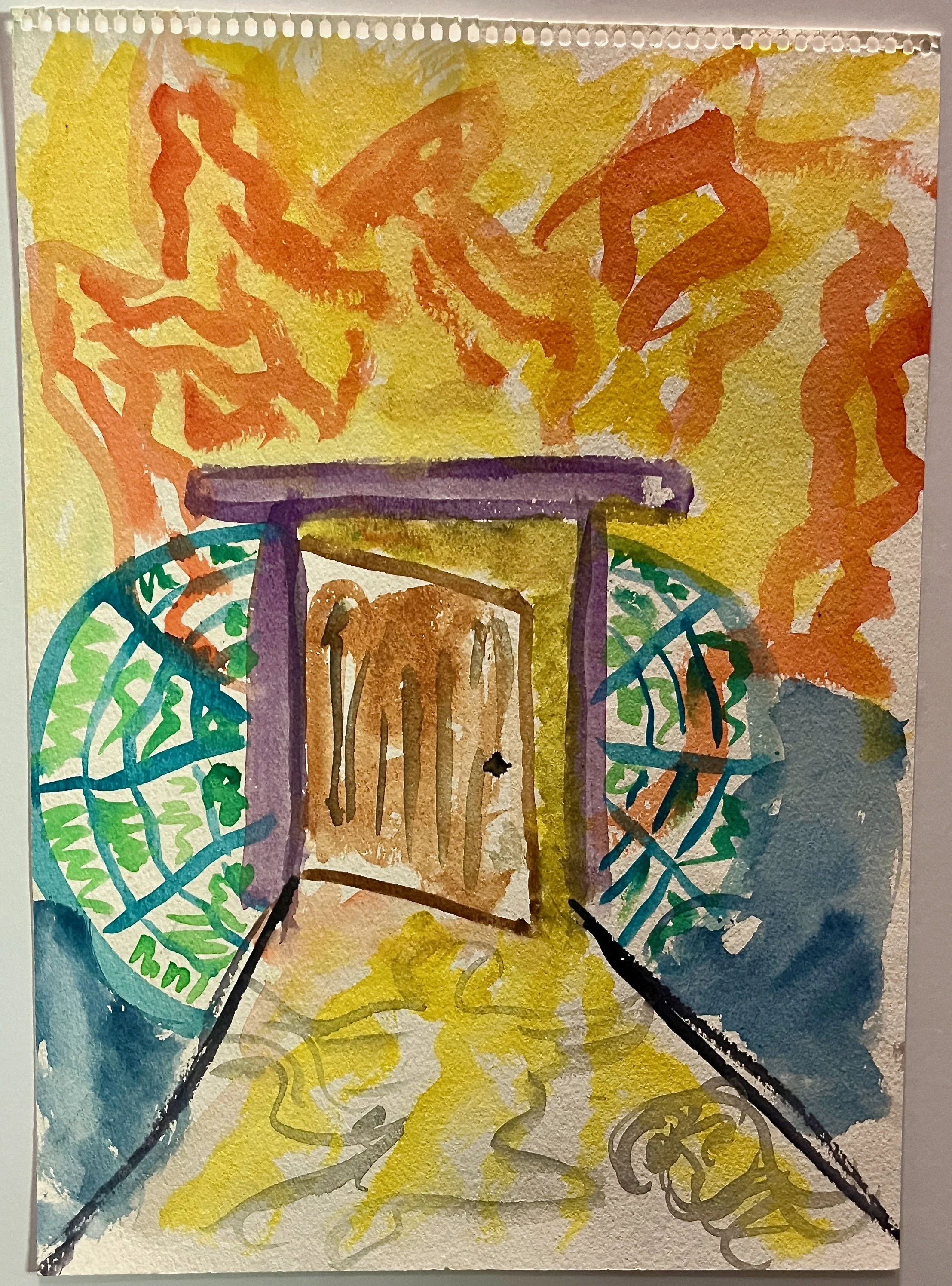 "Door" 2016, watercolor on paper, 14" x 10"