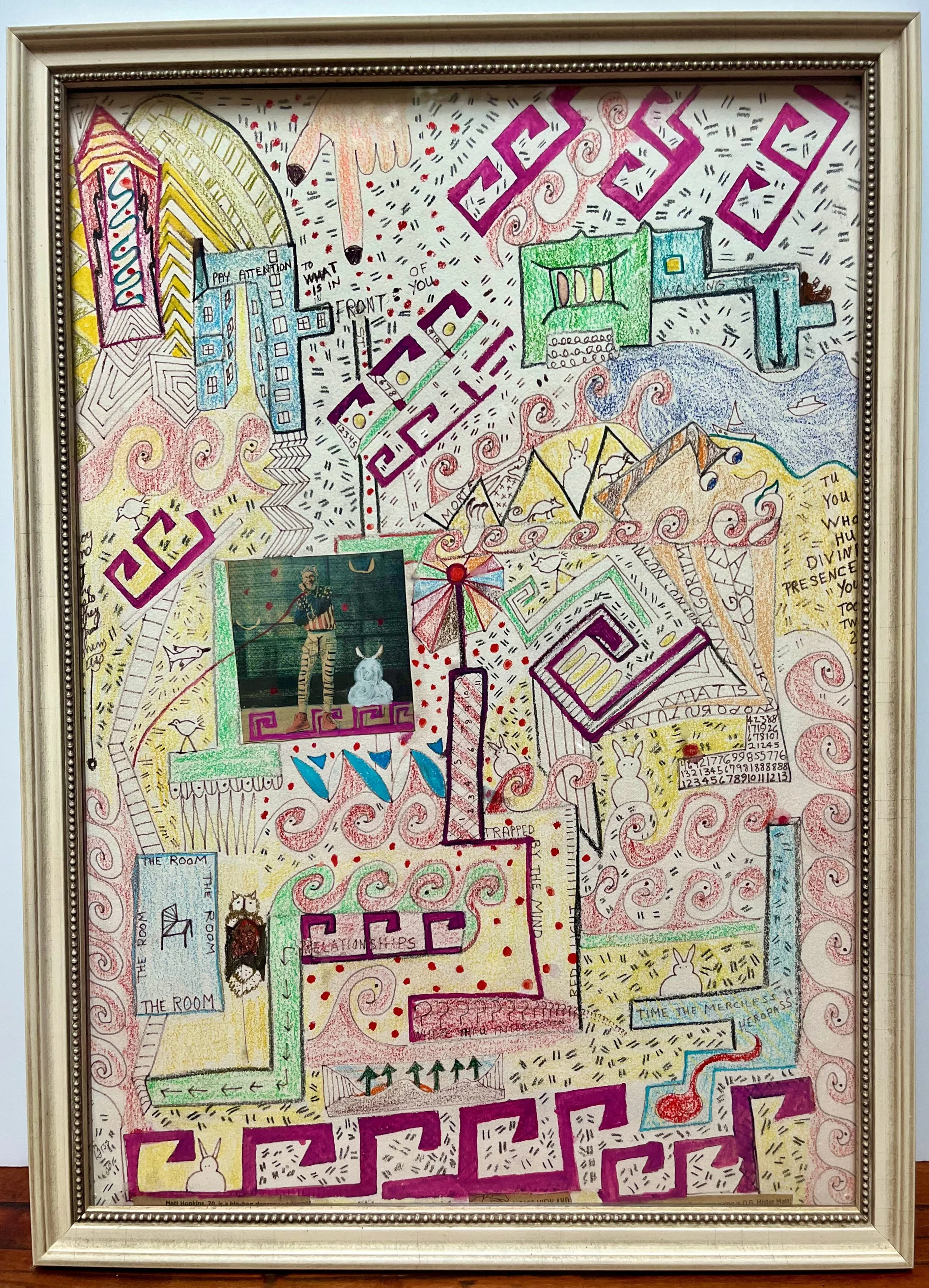 "Matt" 2015, pastel and pen on paper, 21.5" x 15.5" with frame