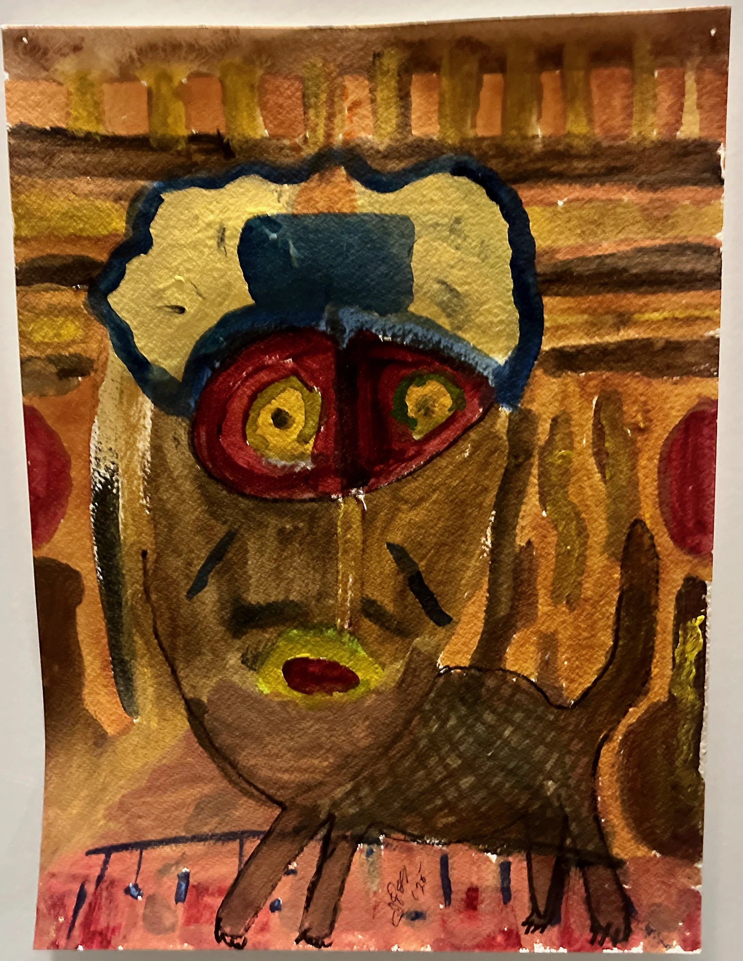 "Dog Face" 2025, acrylic on paper, 12" x 9"