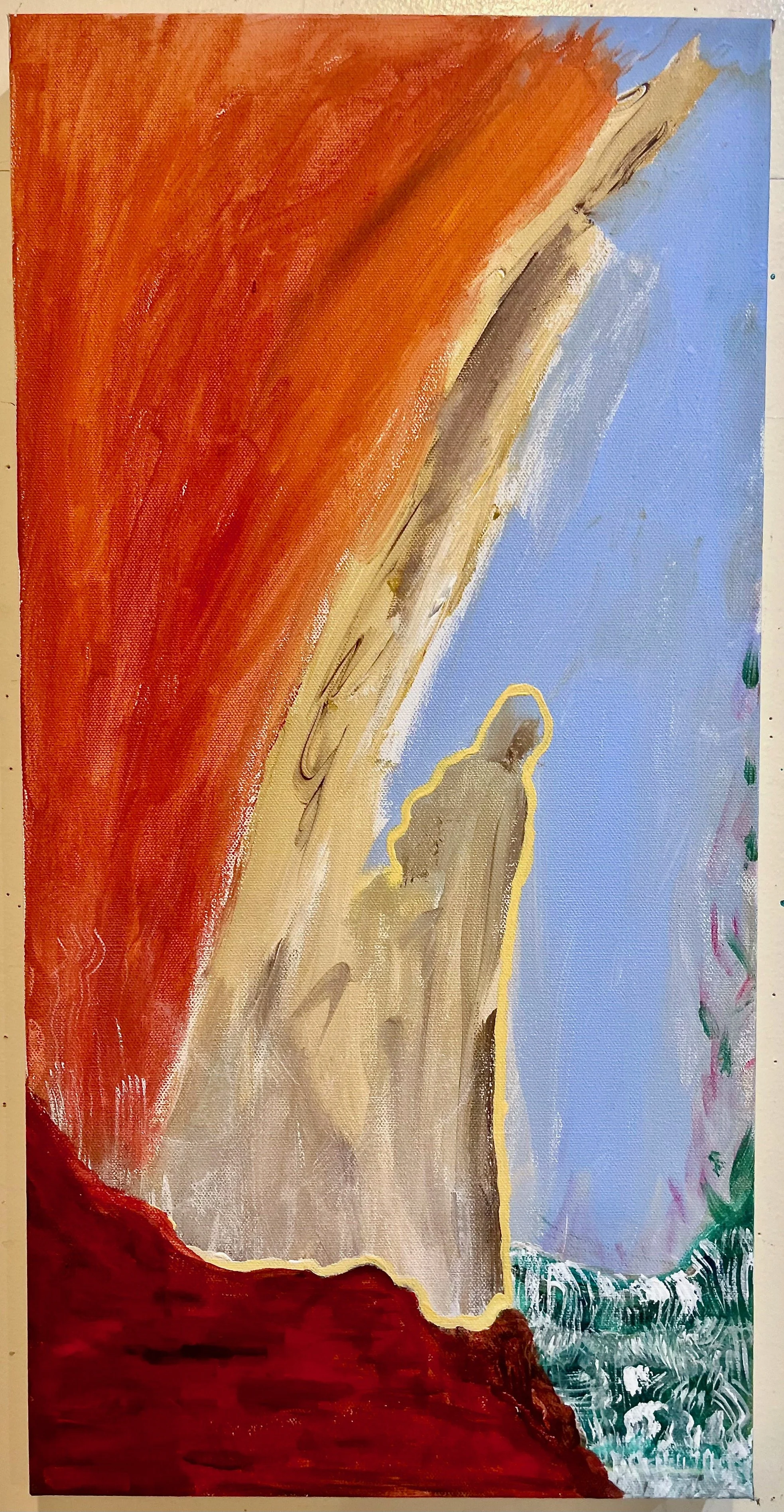 "Cast Upon This Water" 2025, acrylic on canvas, 24" x 12" (Private collection)