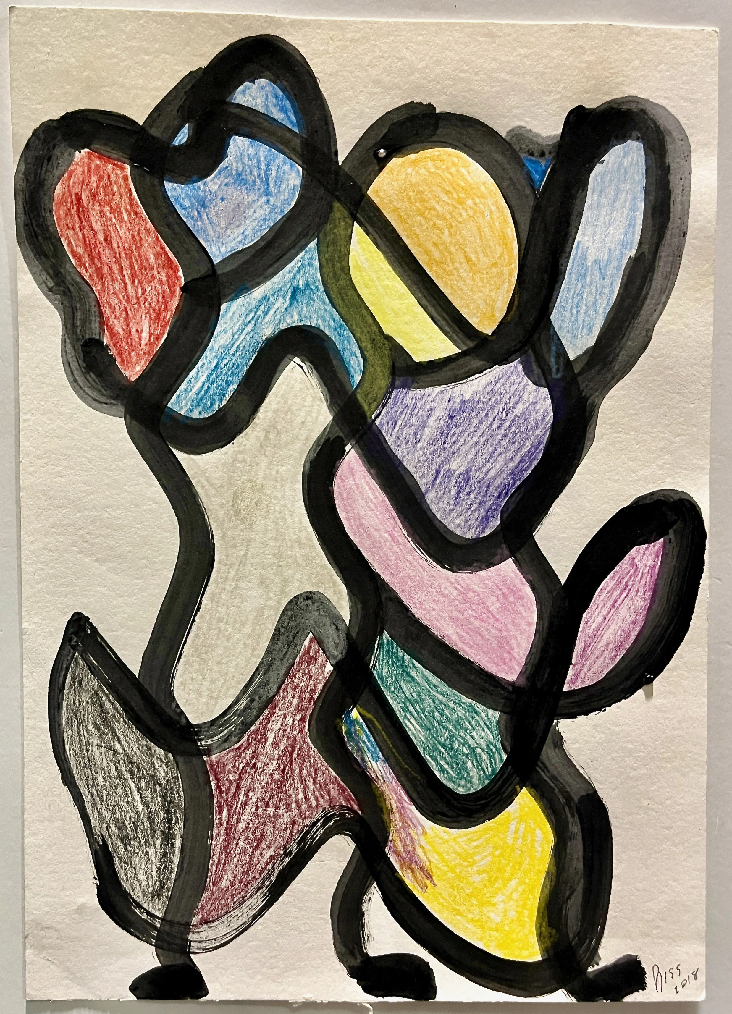 "Couple Dancing" 2018, acrylic and crayon on paper, 11.75" x 8.25"