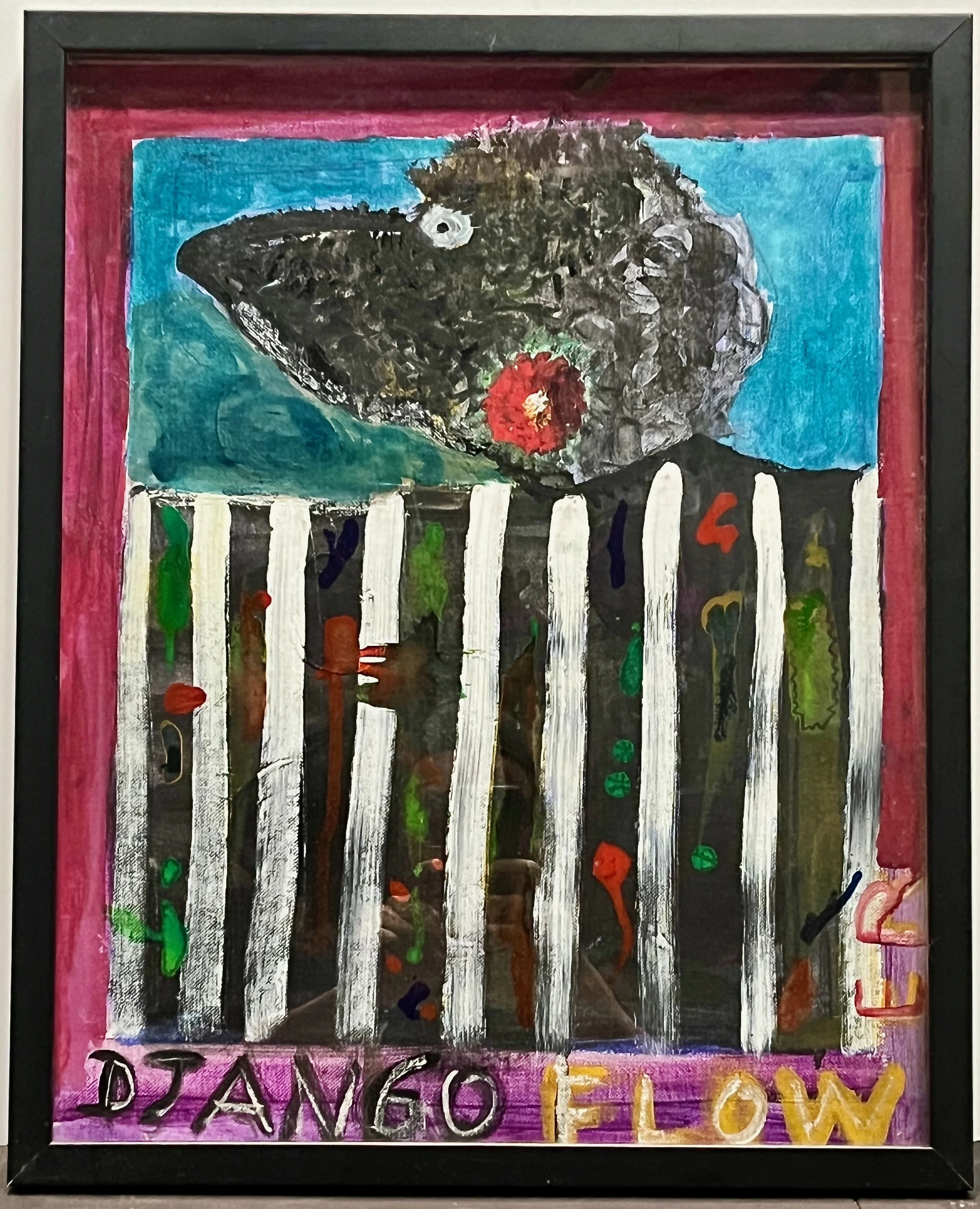 "Django Flower" 2019, acrylic on canvas, 21" x 17" with frame