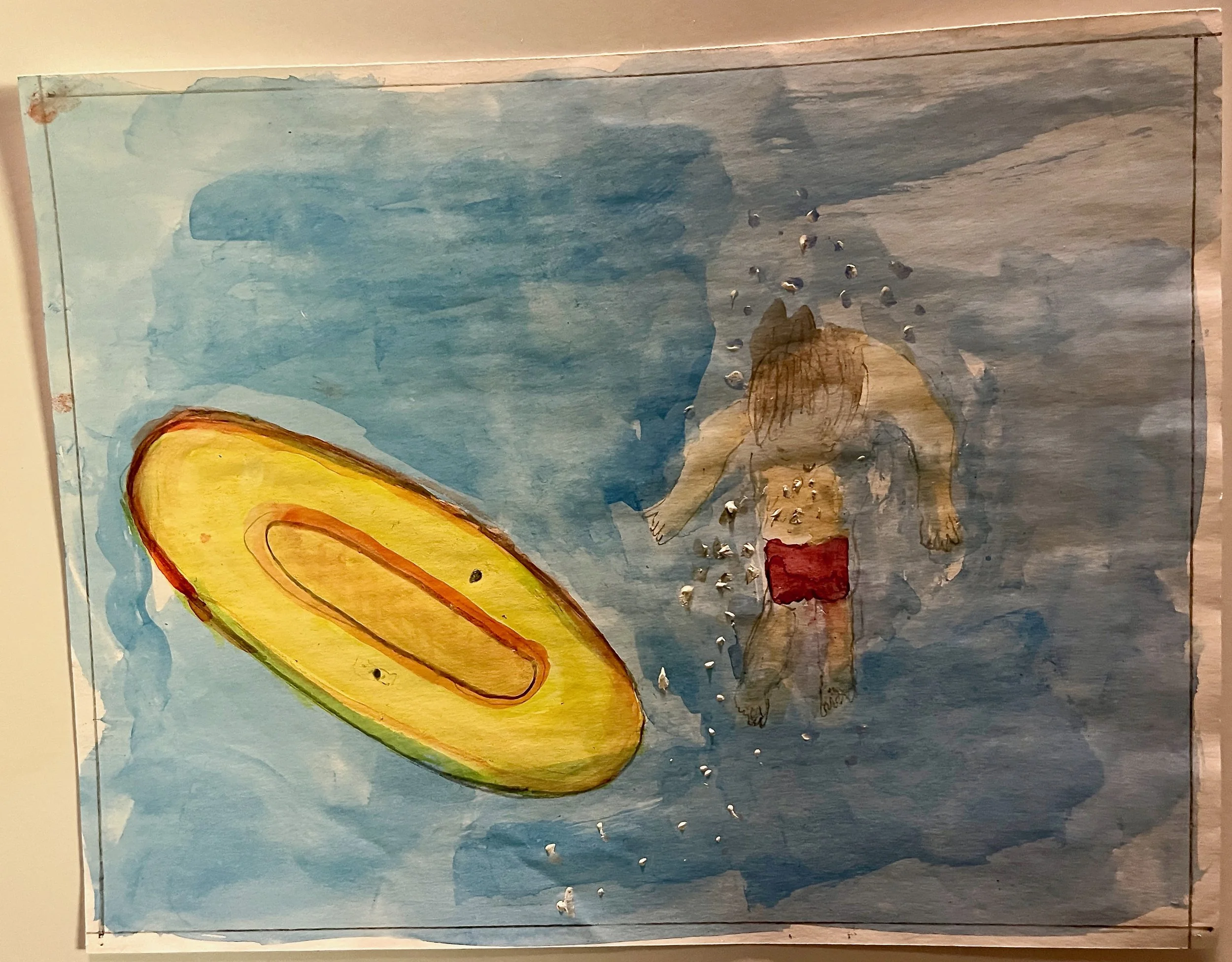 "Life Raft" 2015, watercolor on paper, 11" x 14"