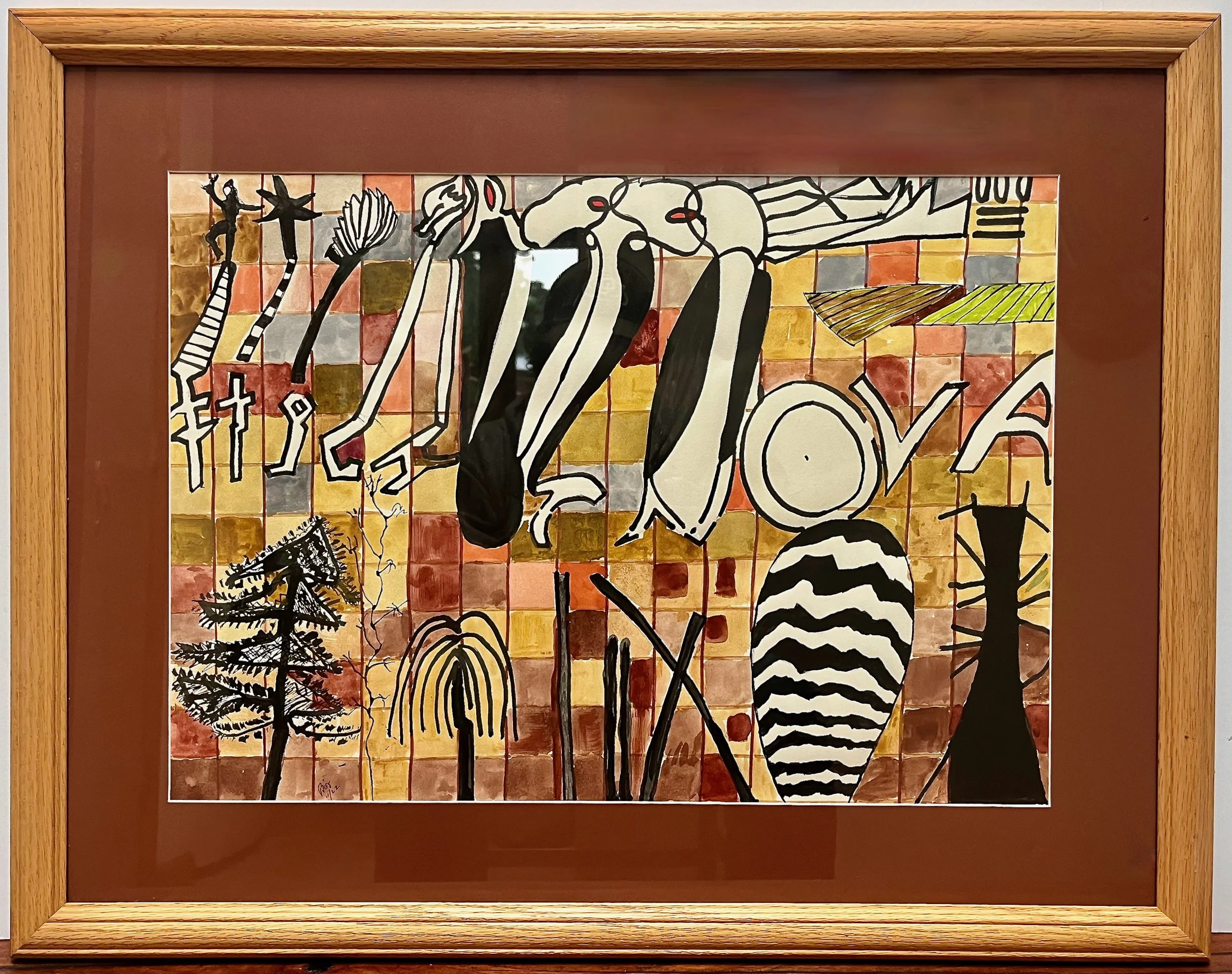 "NOVA" 2022, ink and watercolor on paper, 22" x 28" with frame