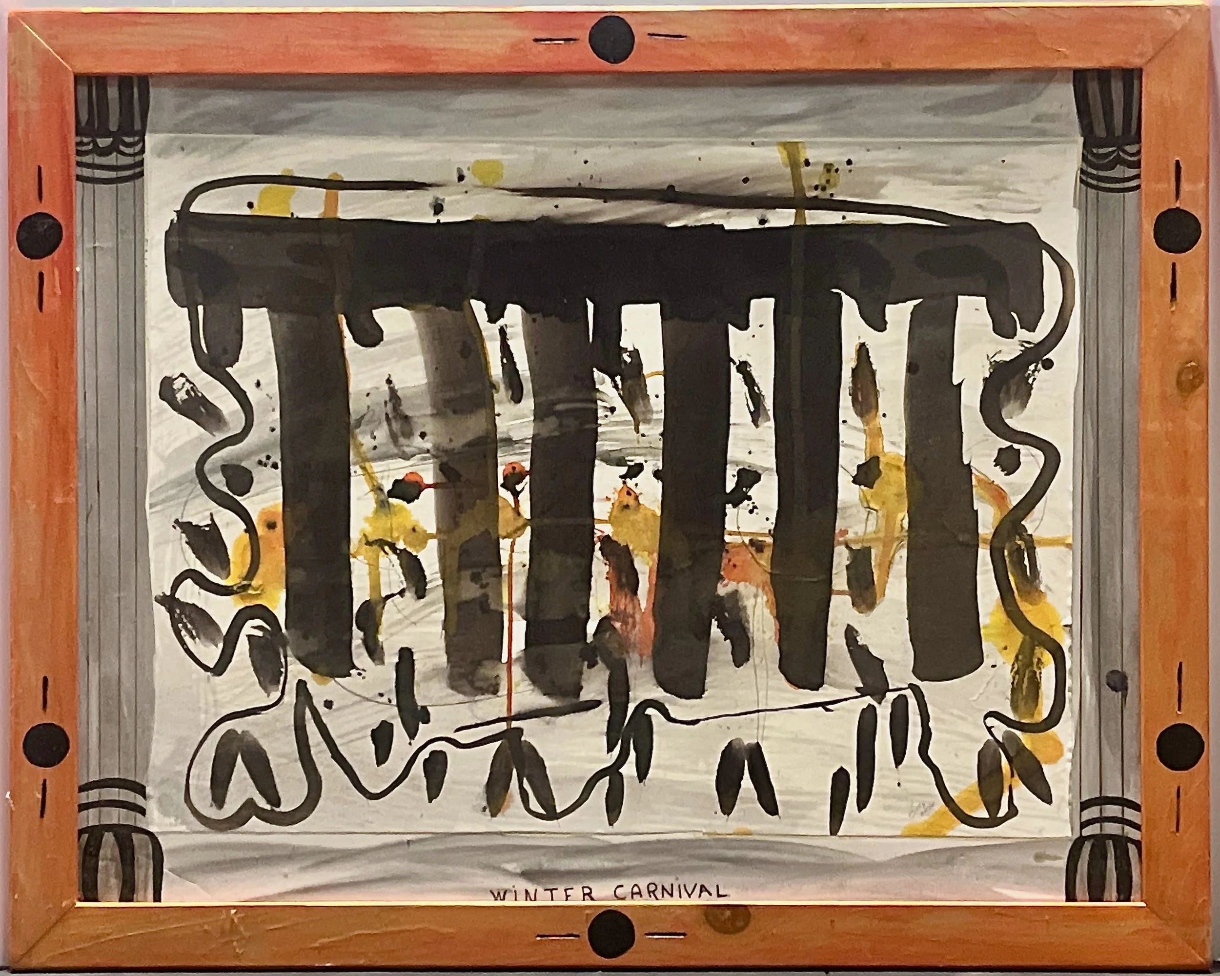 "Winter Carnival" 2020, watercolor and pen on paper, 24.5 " x 30.5" with frame