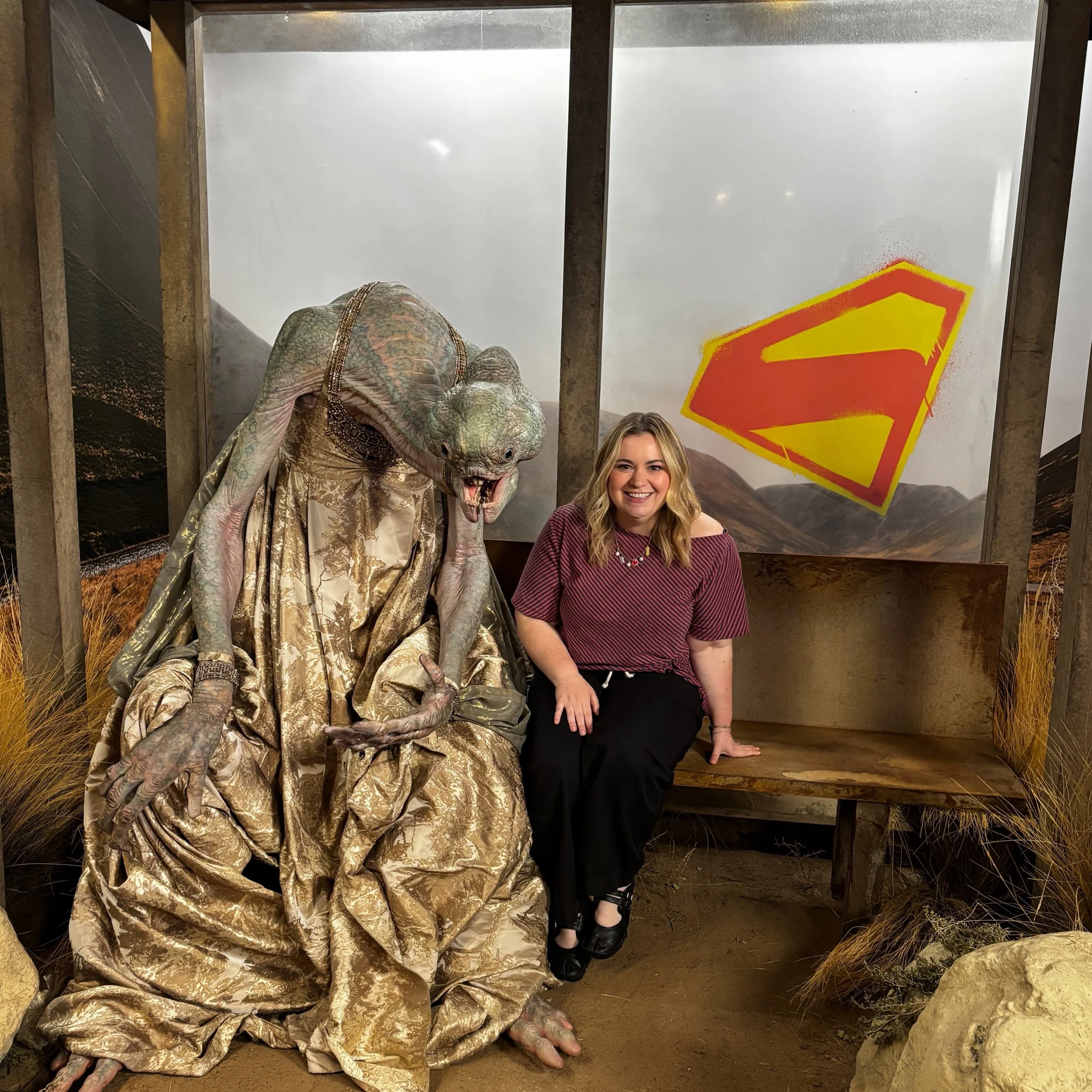 Just two girlies waiting for the bus!! @supergirl @dcofficial #supergirl #dcstudios